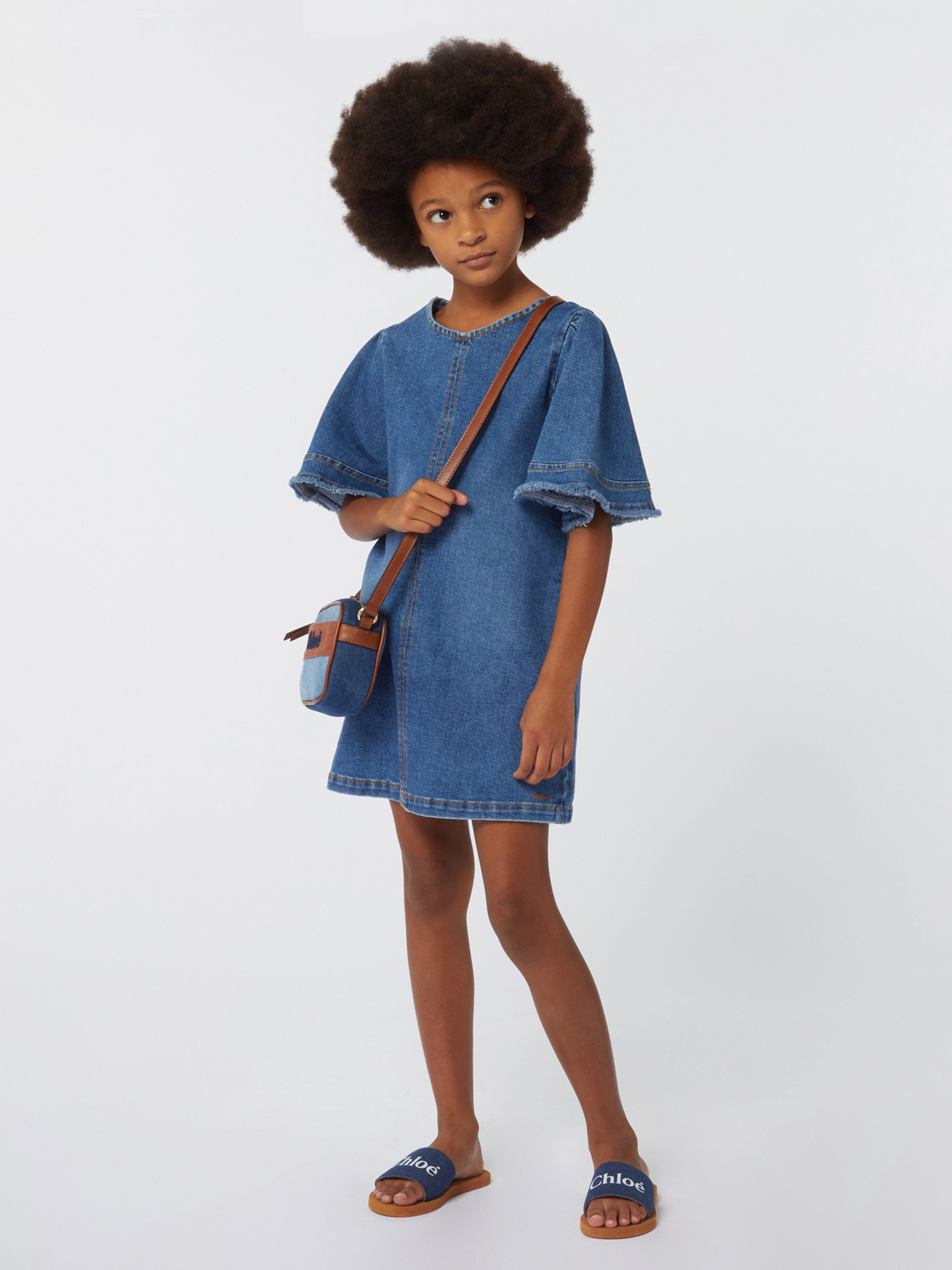 Chlo Girls Denim Dress in Blue
