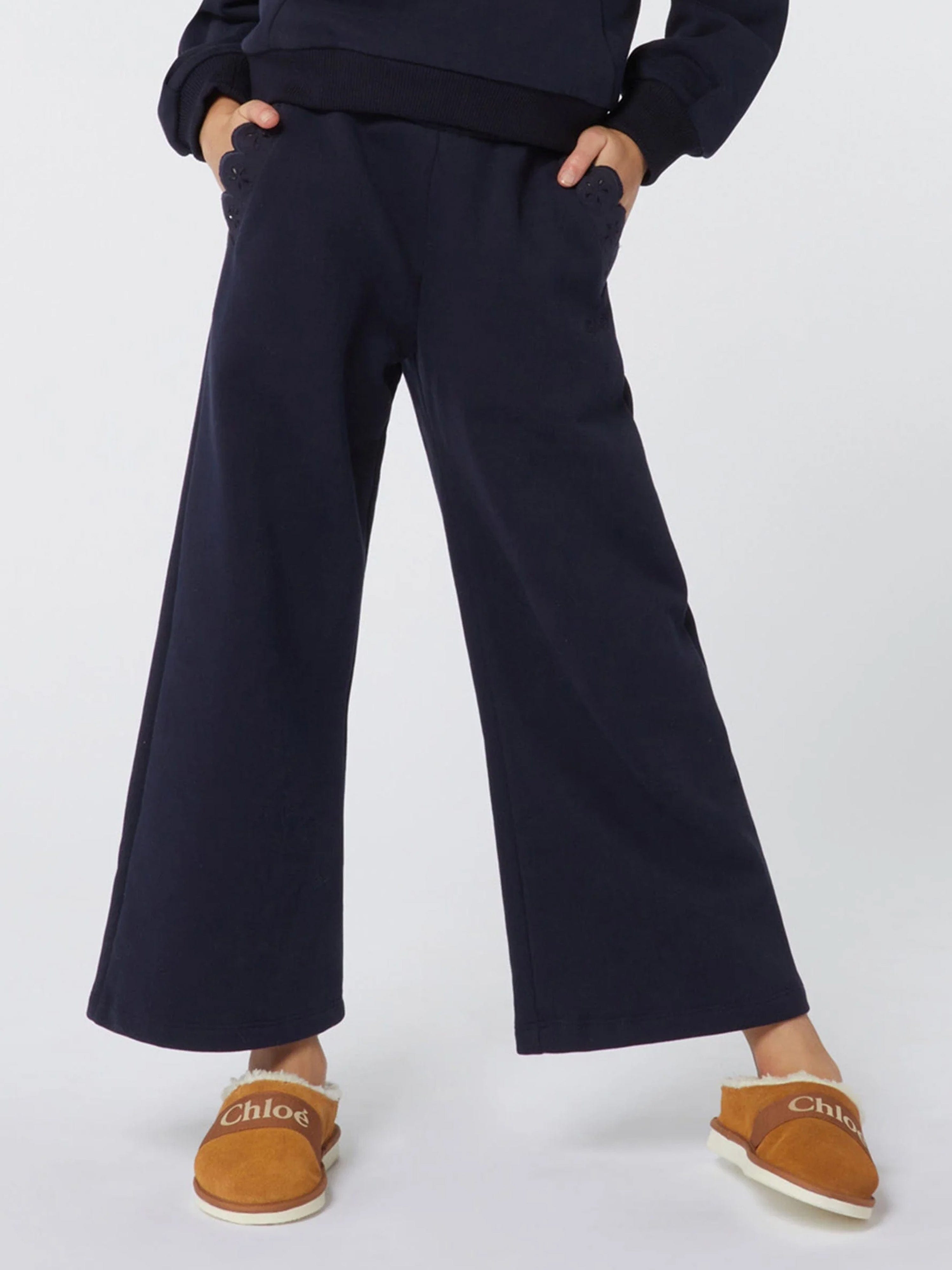 Chloé Girls Fleece Trousers in Navy display picture 1