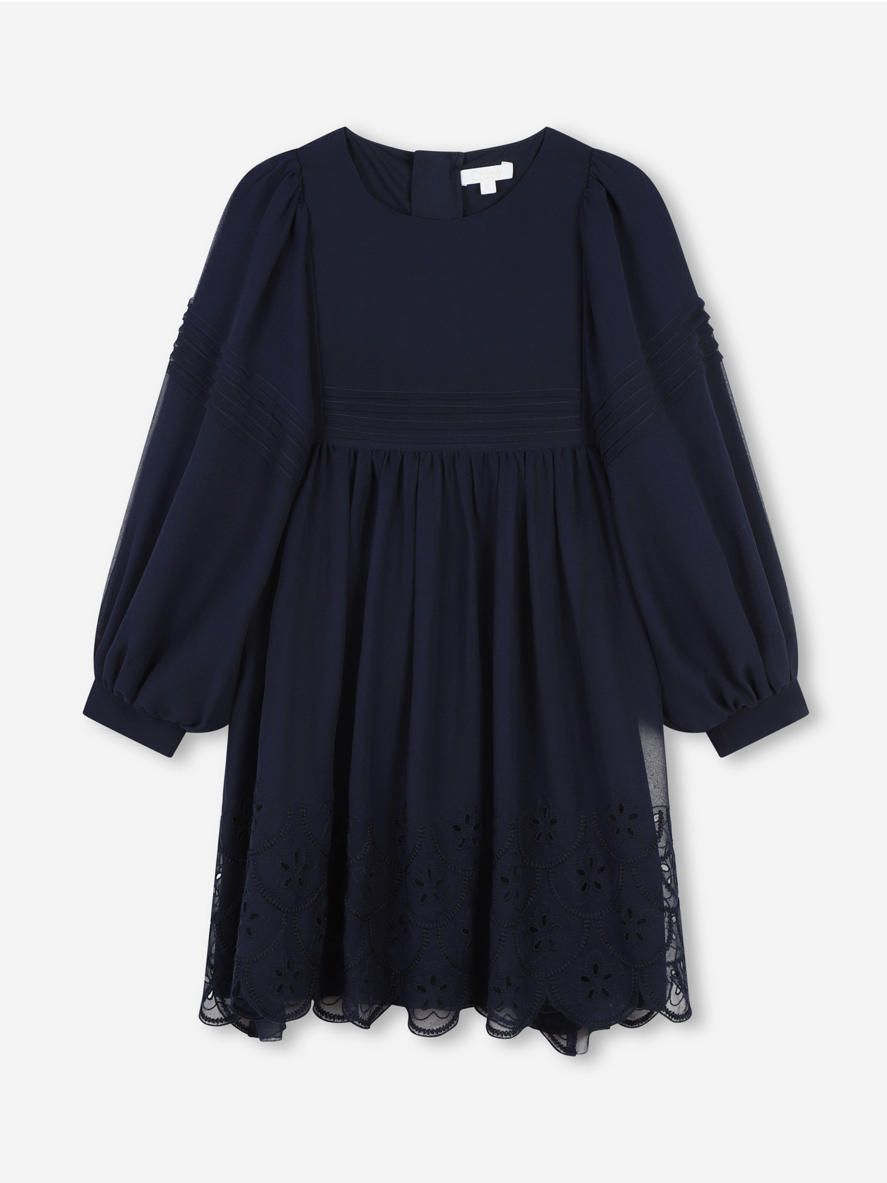 chloe embroidered dress Embroidered crocheted cotton mini dress - pink