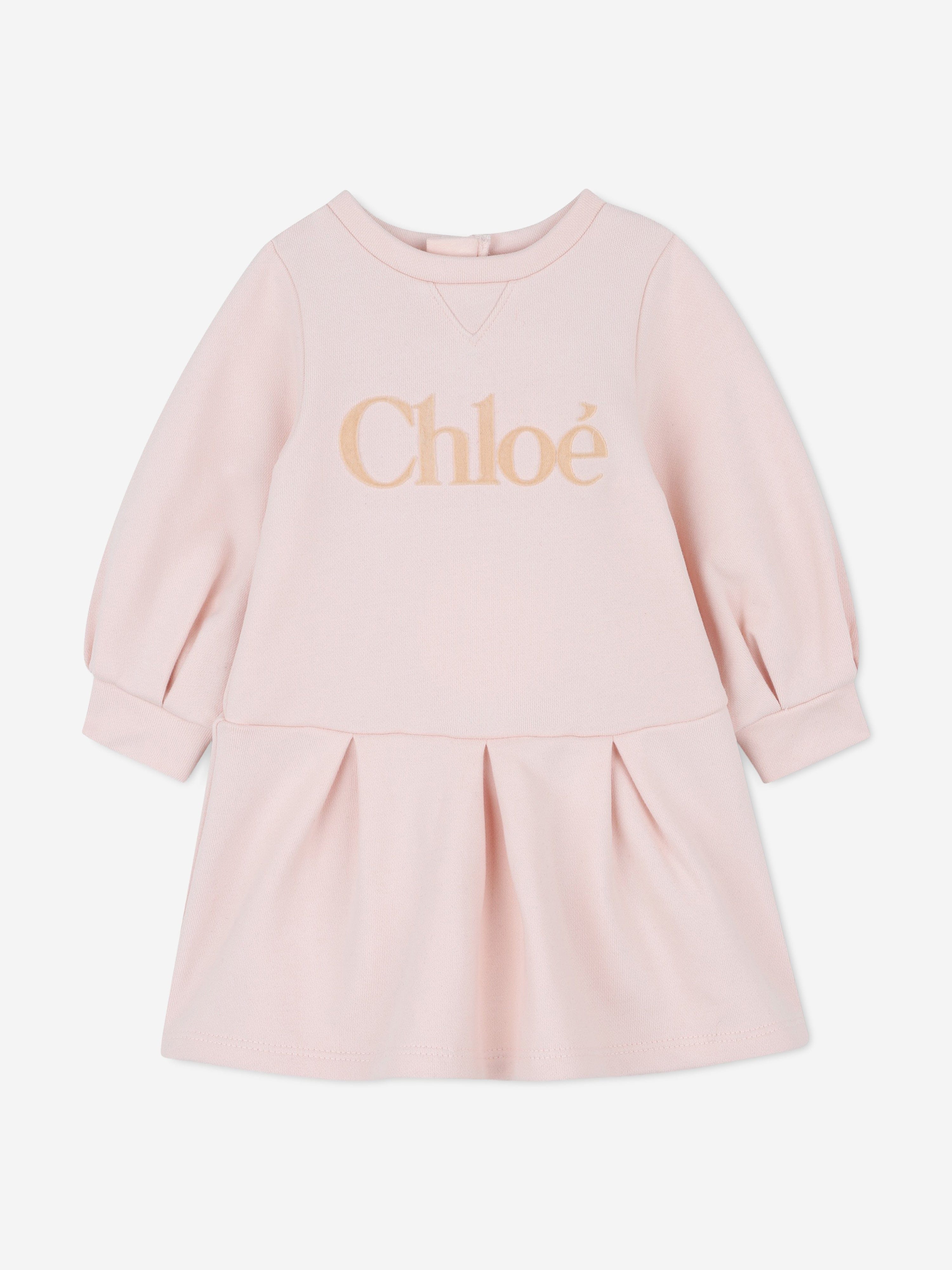 Chloé Baby Girls Logo Sweater Dress in Pink