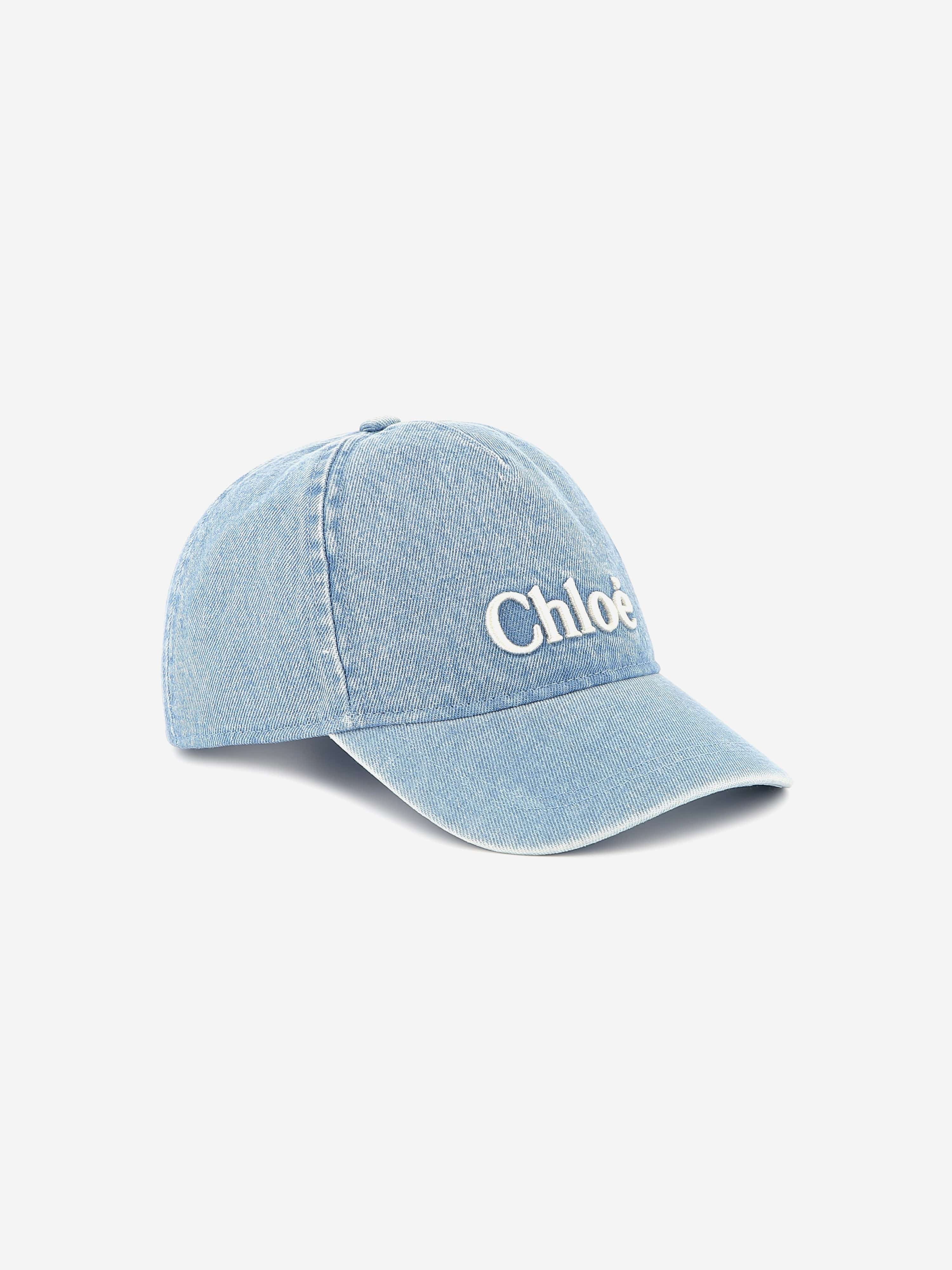 Chloé Girls Embroidered Logo Denim Cap in Blue | Childsplay Clothing