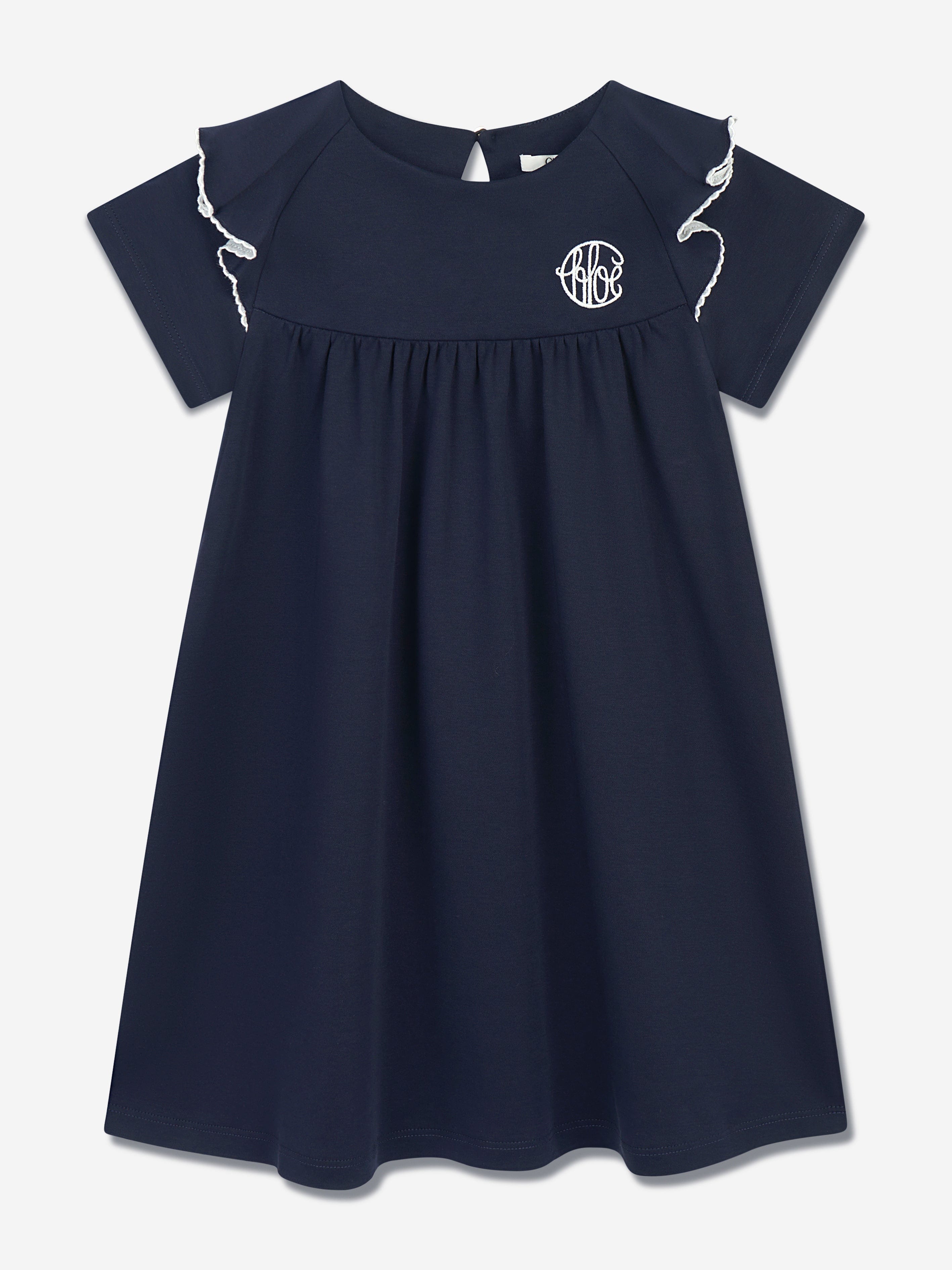 Chlo Girls Cotton Ruffle Dress in Navy Chlo Girls Cotton Ruffle Dress in Navy