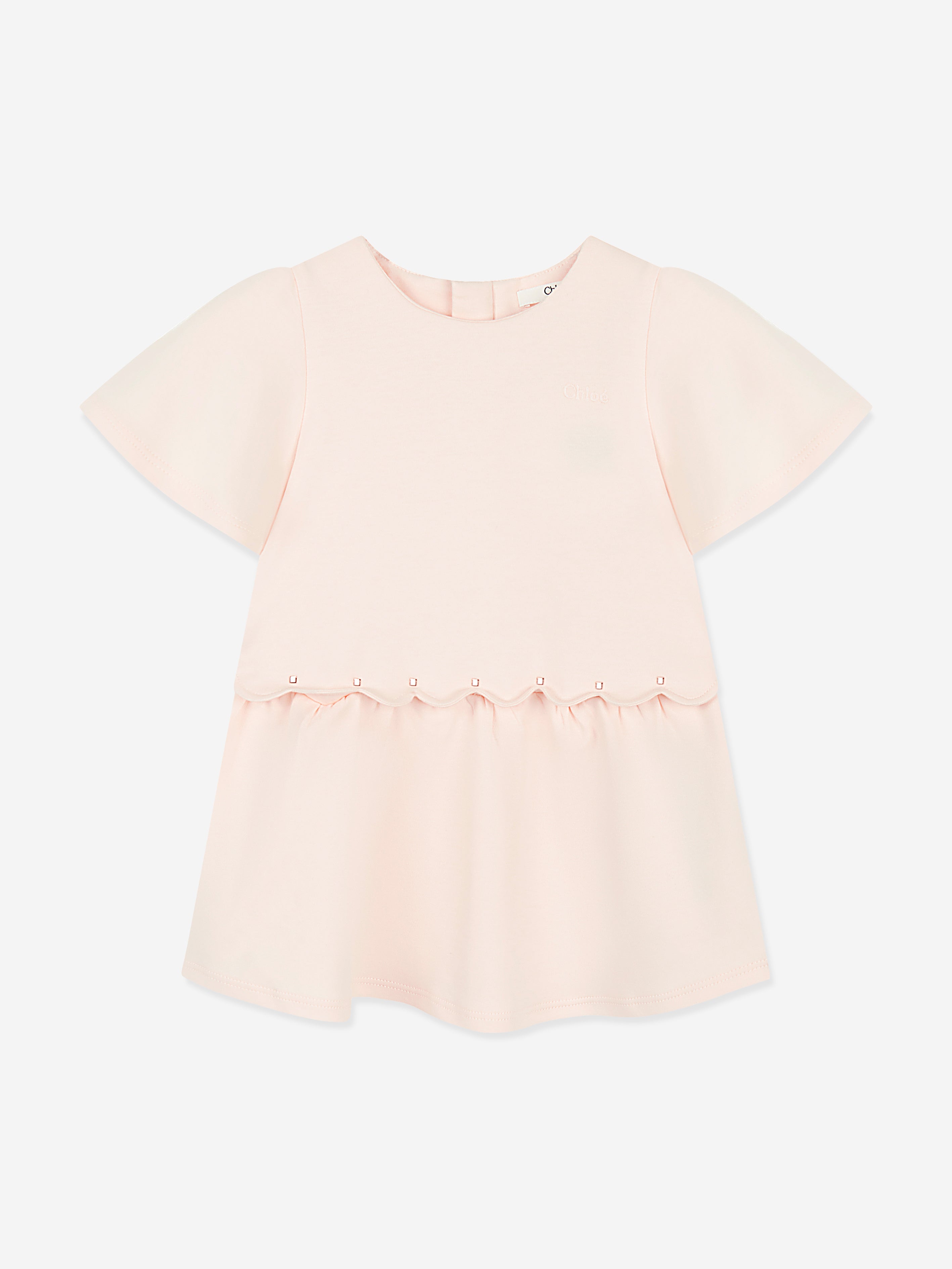 Chlo Baby Girls Scalloped Dress in Pink | Childsplay Clothing