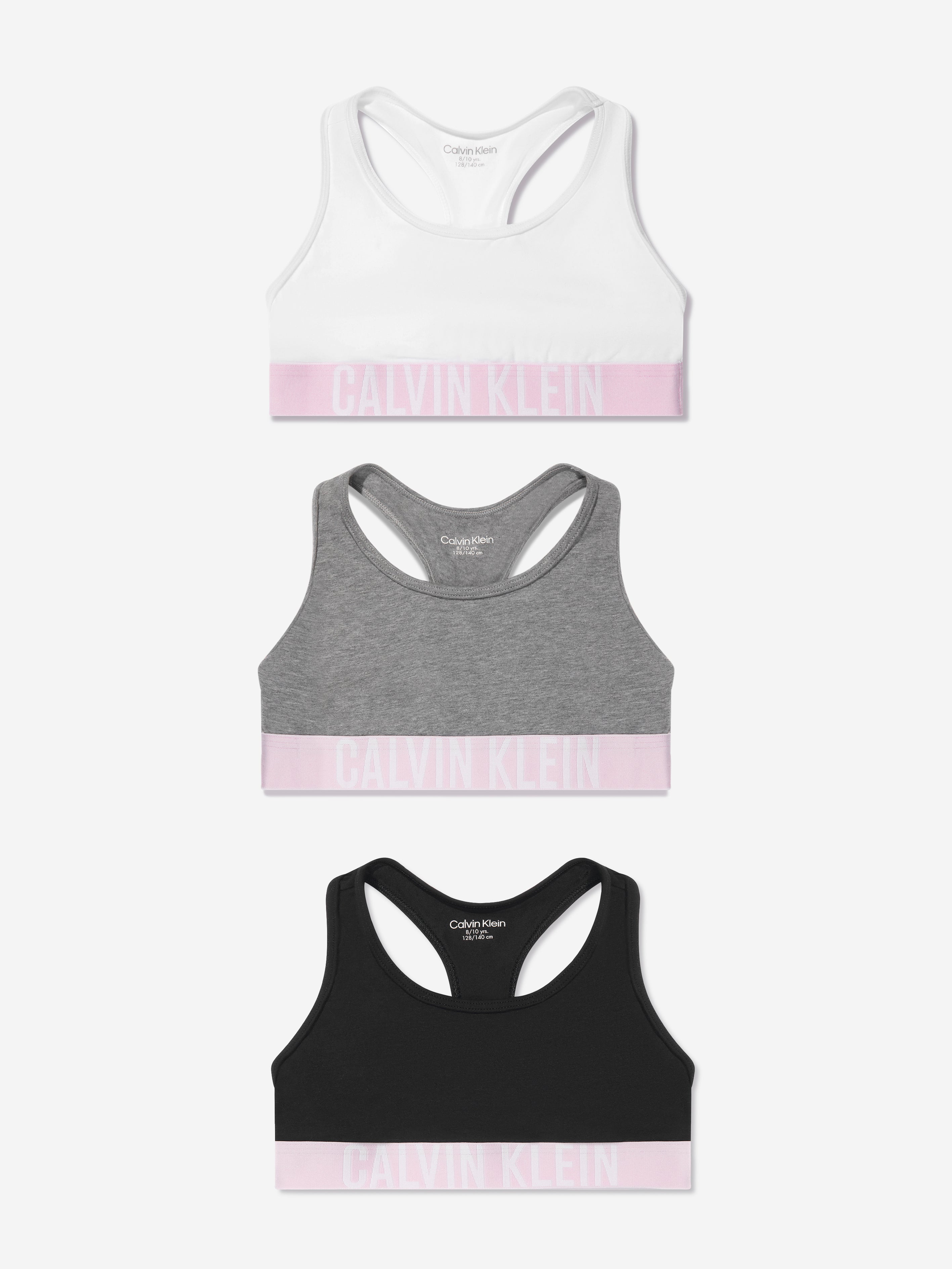  Calvin Klein Girls Seamless Bralette 3 Pack, Heather  Grey/Black/White, S: Clothing, Shoes & Jewelry