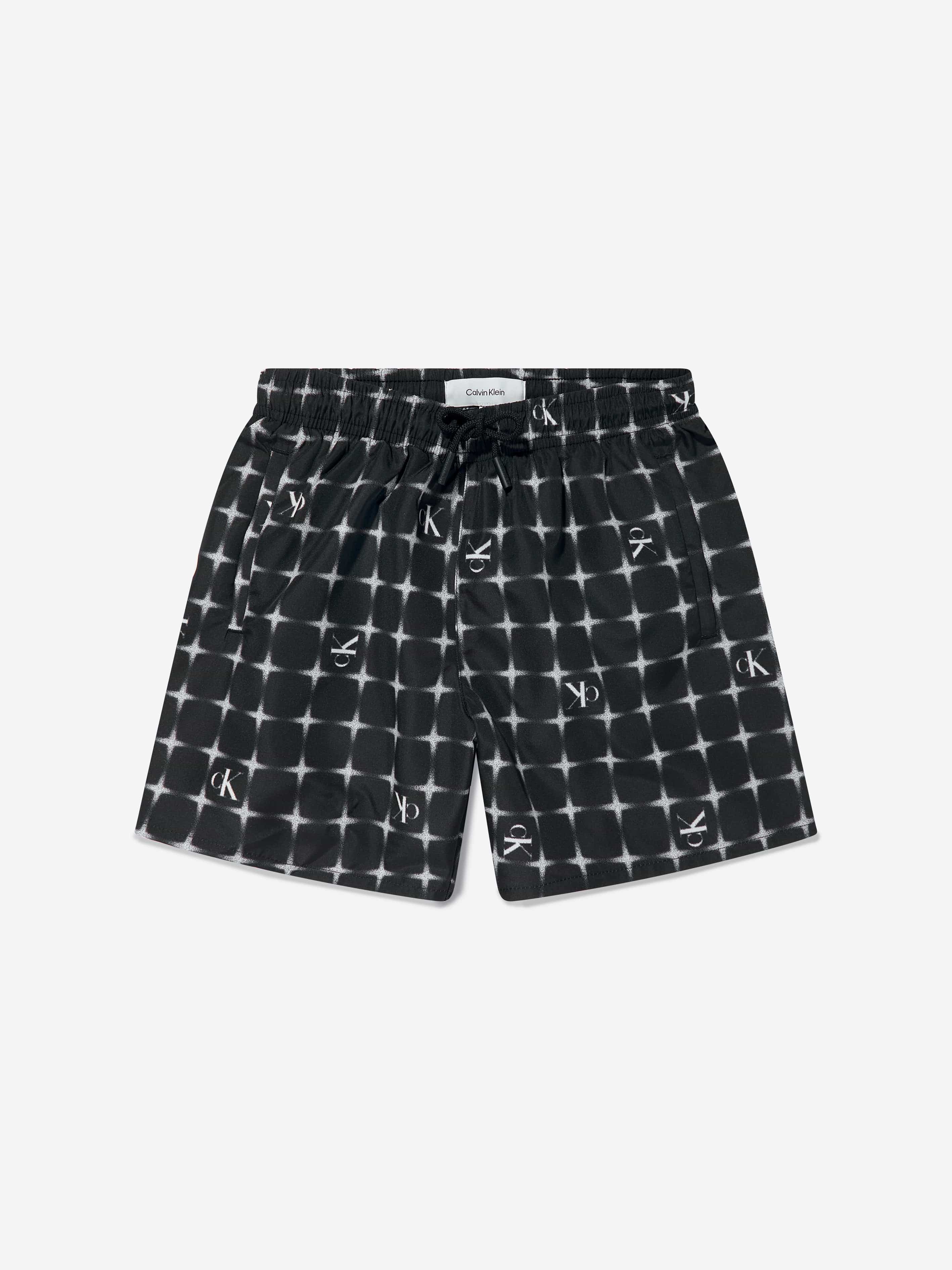 Calvin Klein Calvin Klein Boys Logo Print Swim Shorts in Black