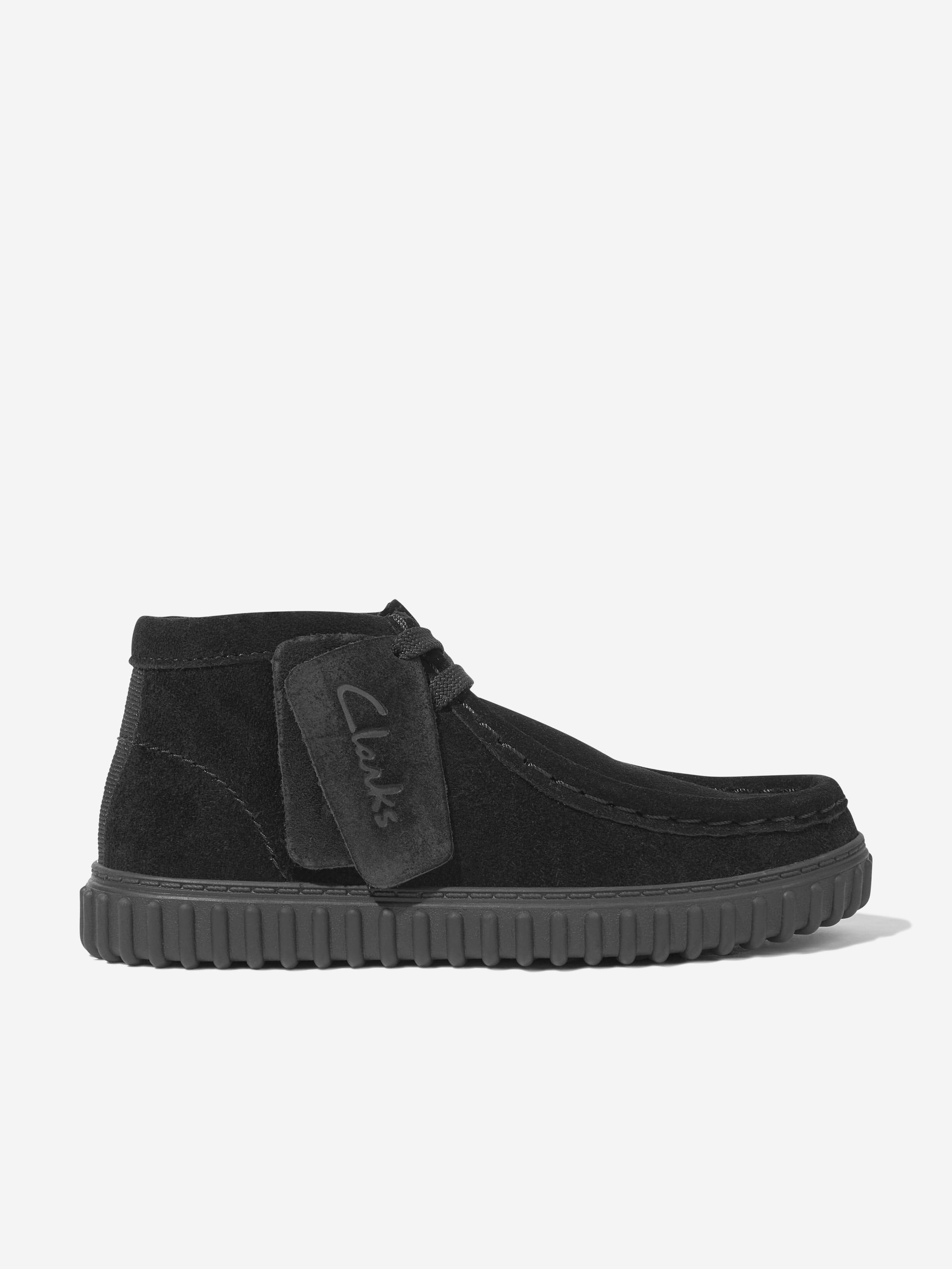 Clarks Kids Suede Tor Hill Boots in Black (Wide Fit) | Childsplay