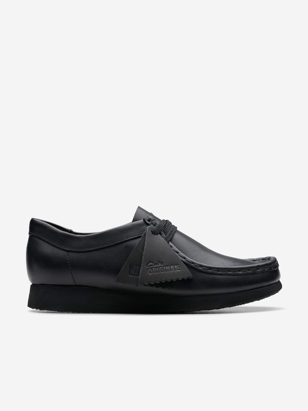Clarks Kids Leather Wallabee Shoes in Black (Wide Fit 