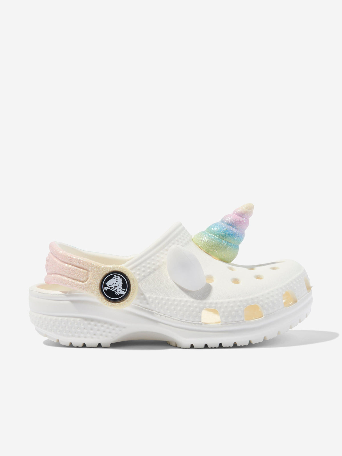 CROCS Pink Rainbow Unicorn Sandals Crocs Girls Classic I Am Rainbow Unicorn Clog in White  main image 2