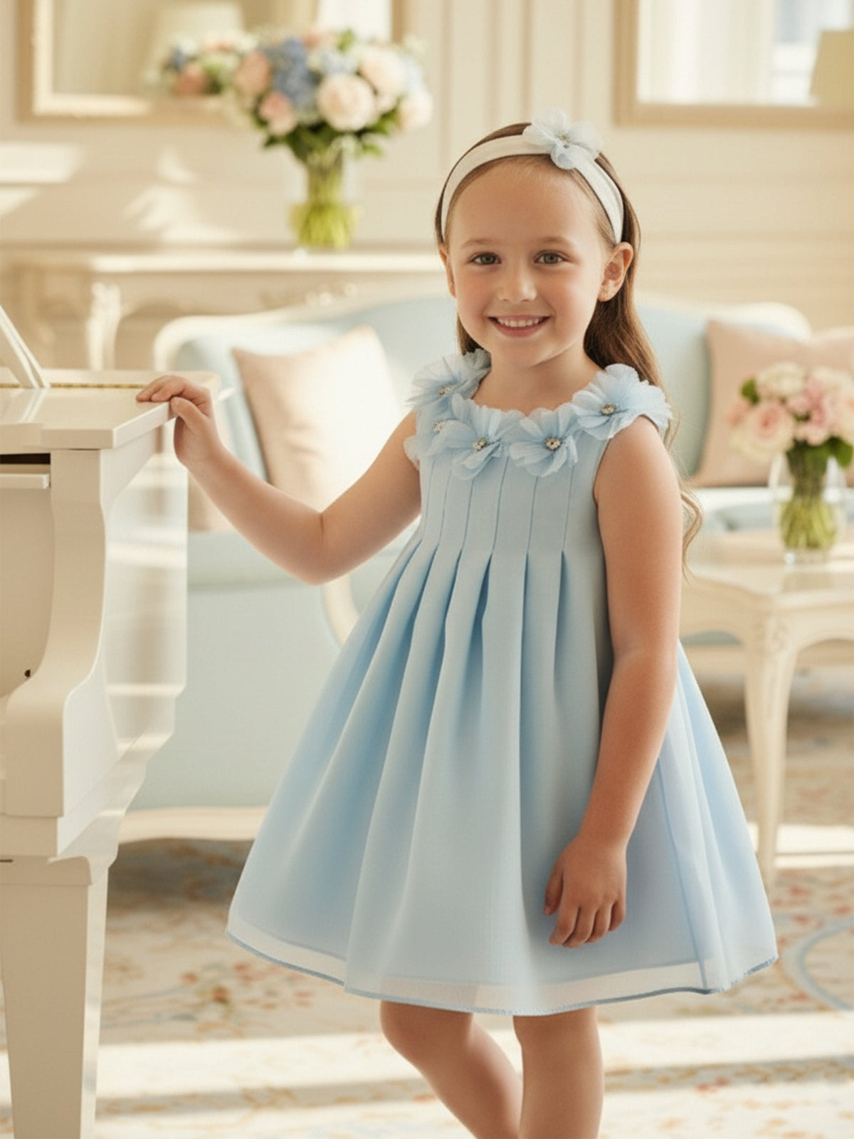 baby girl light blue dress & Fleur Girls Occasion Dress with Headband in COLOR:Black similar to the ribbon Baby Girl Turquoise Organza Web Collection: Step Into Spring