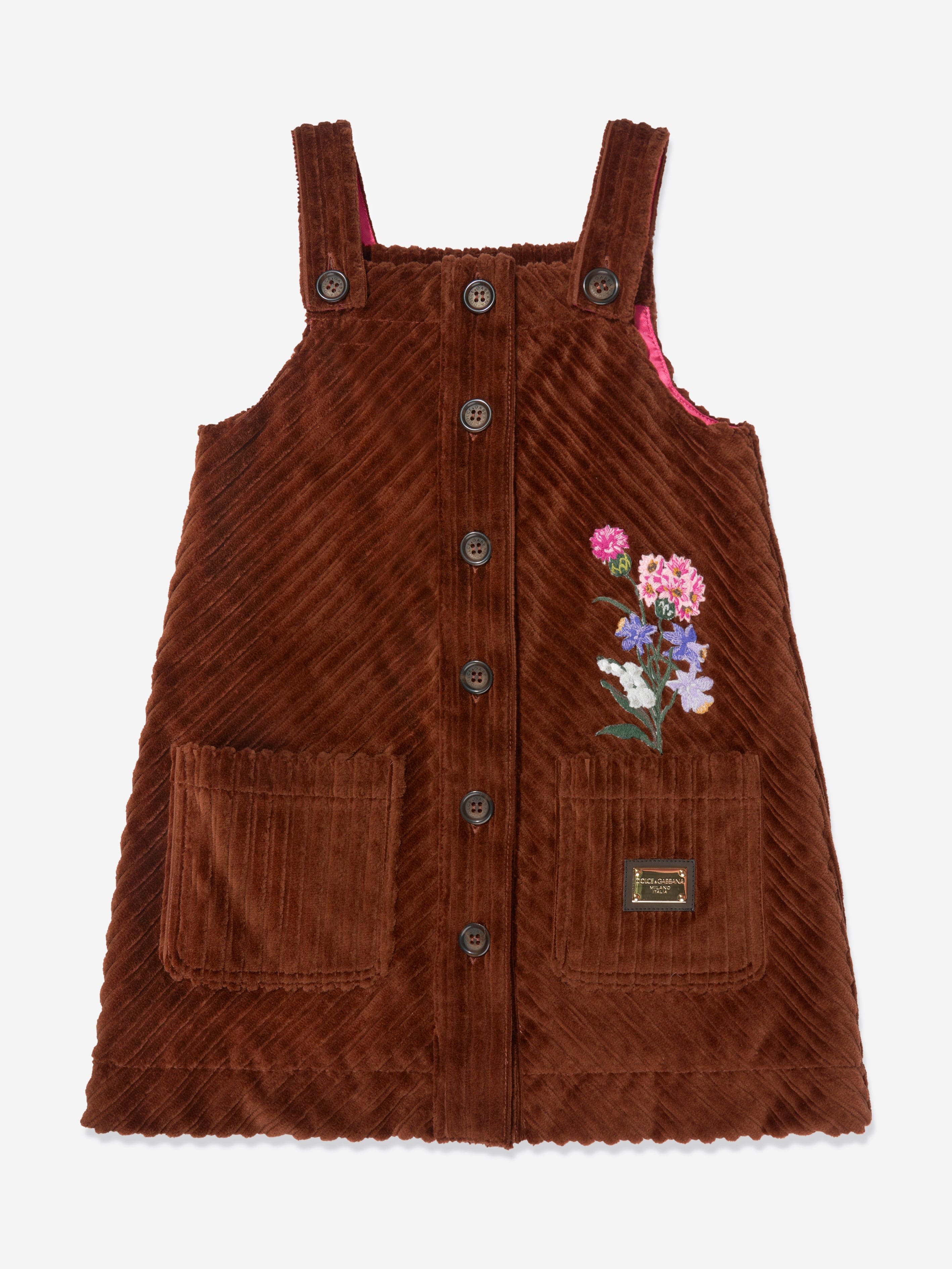 Dolce & Gabbana Girls Corduroy Dress in Brown | Childsplay Clothing Dolce & Gabbana Girls Corduroy Dress in Brown | Childsplay Clothing