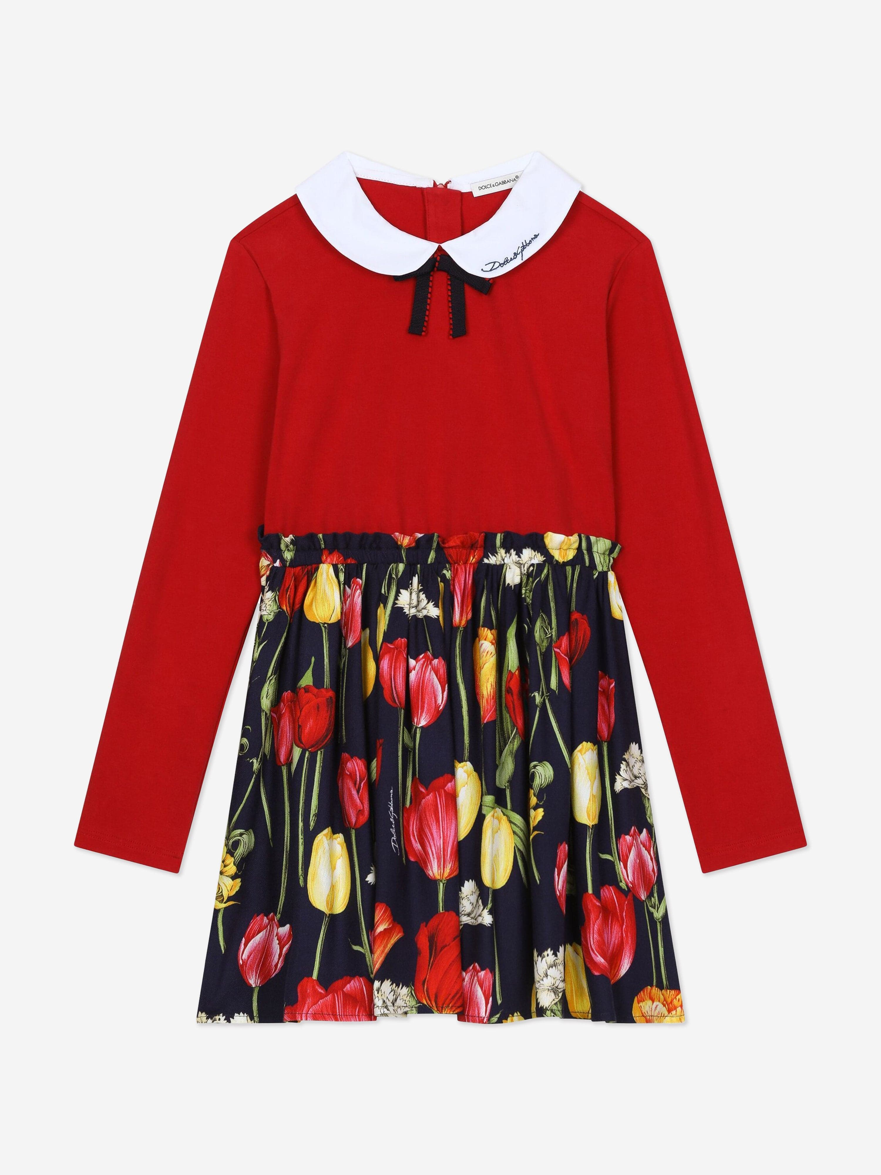 open lace back dress Dolce & Gabbana Girls Tulip Dress in Red
