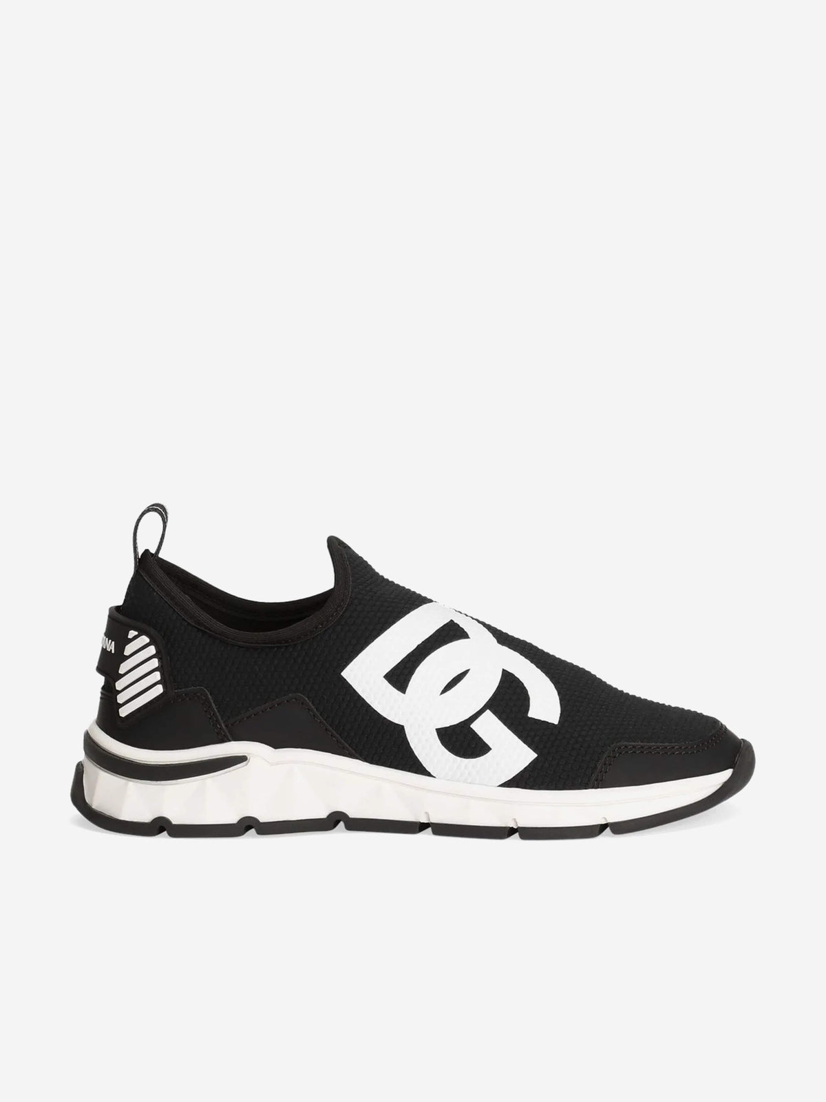 Dolce & Gabbana Black and White Logo Slip-On Sneakers Dolce & Gabbana Black/White Logo Knit Slip On Sneakers-EU35  main image 2