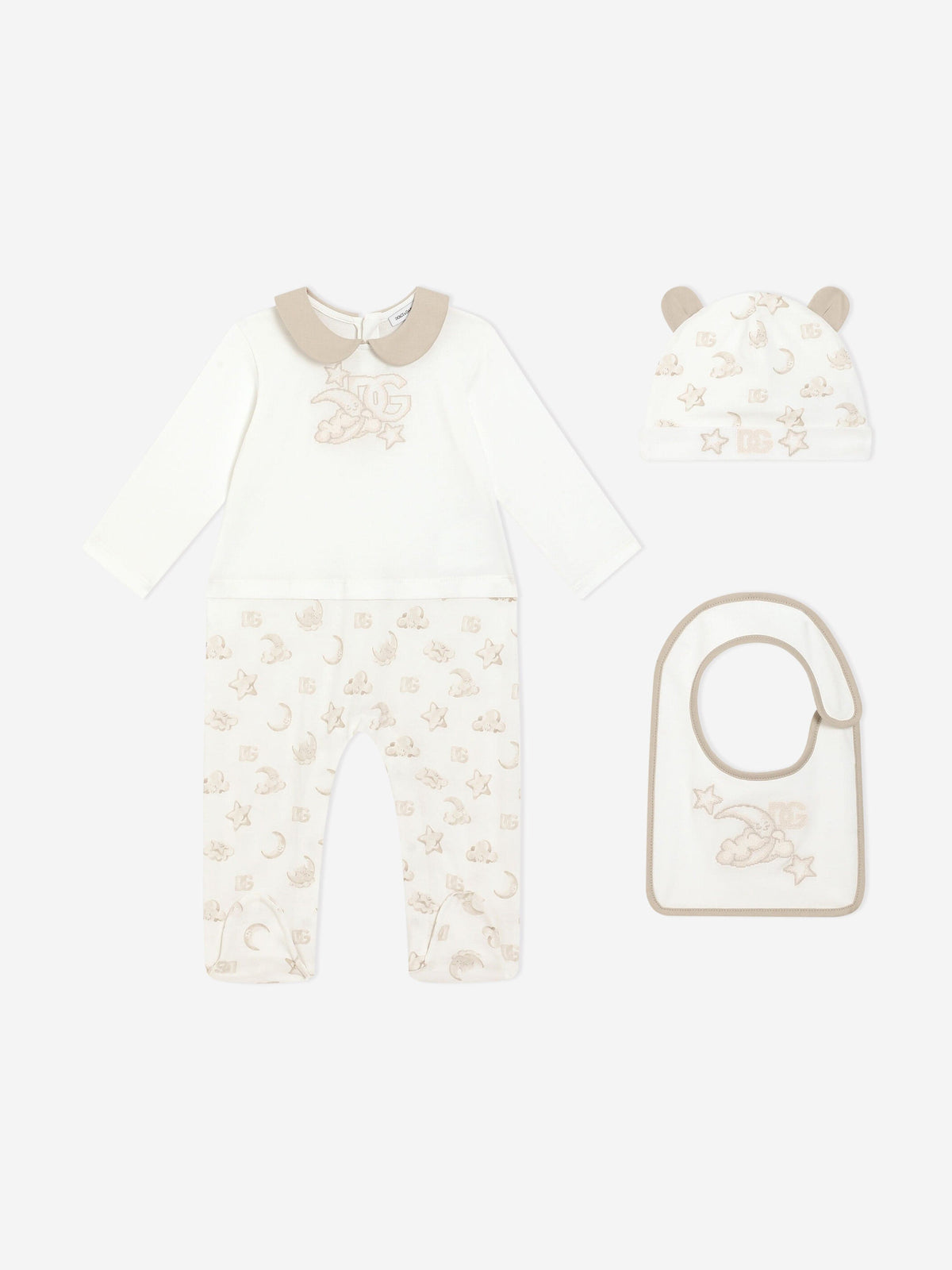 Dolce & Gabbana Baby Embroidered Logo Babygrow Set in Ivory 