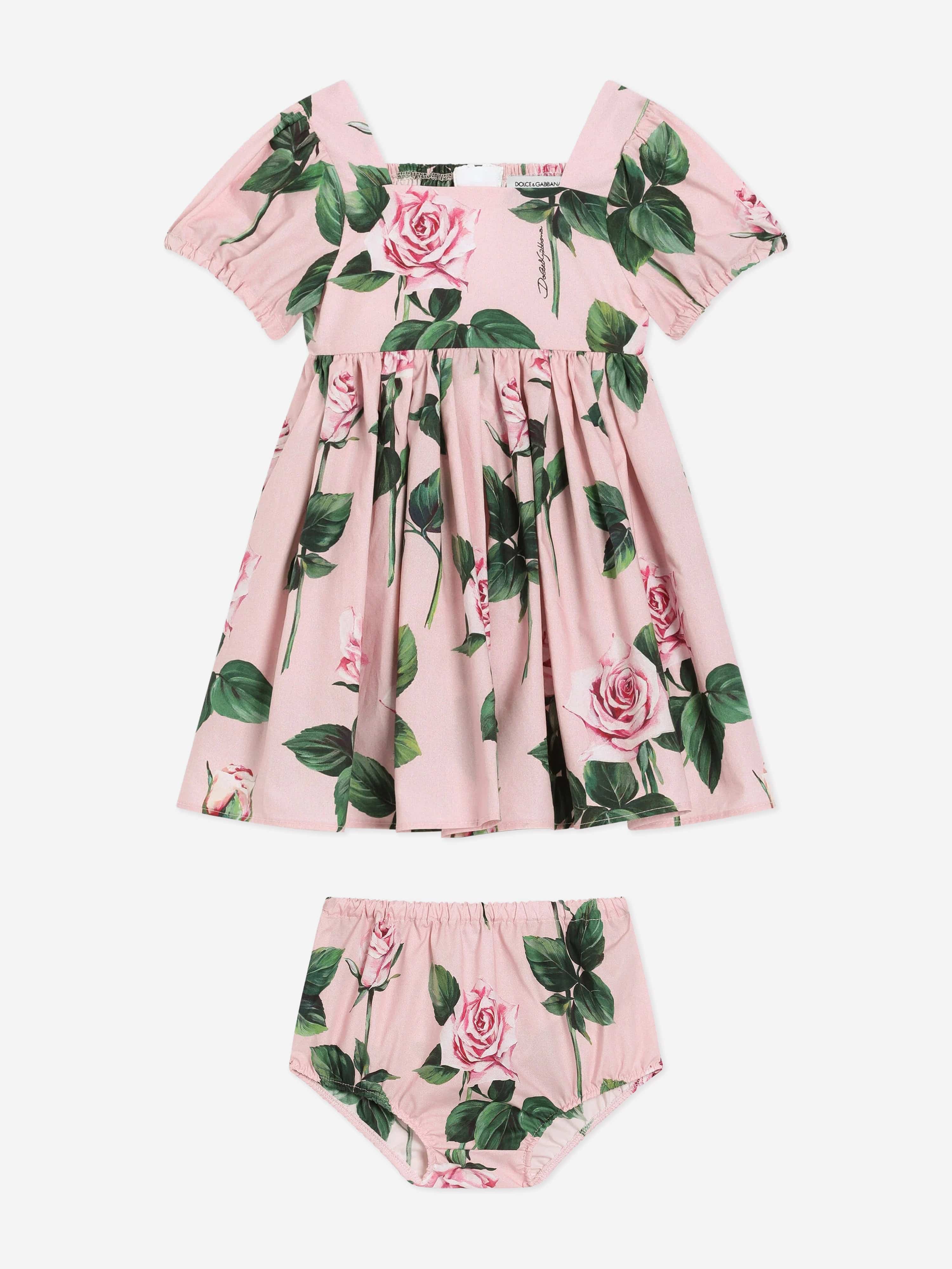 Dolce & Gabbana Baby Girls Rose Print Dress in Pink | Childsplay Clothing Dolce & Gabbana Baby Girls Rose Print Dress in Pink | Childsplay Clothing