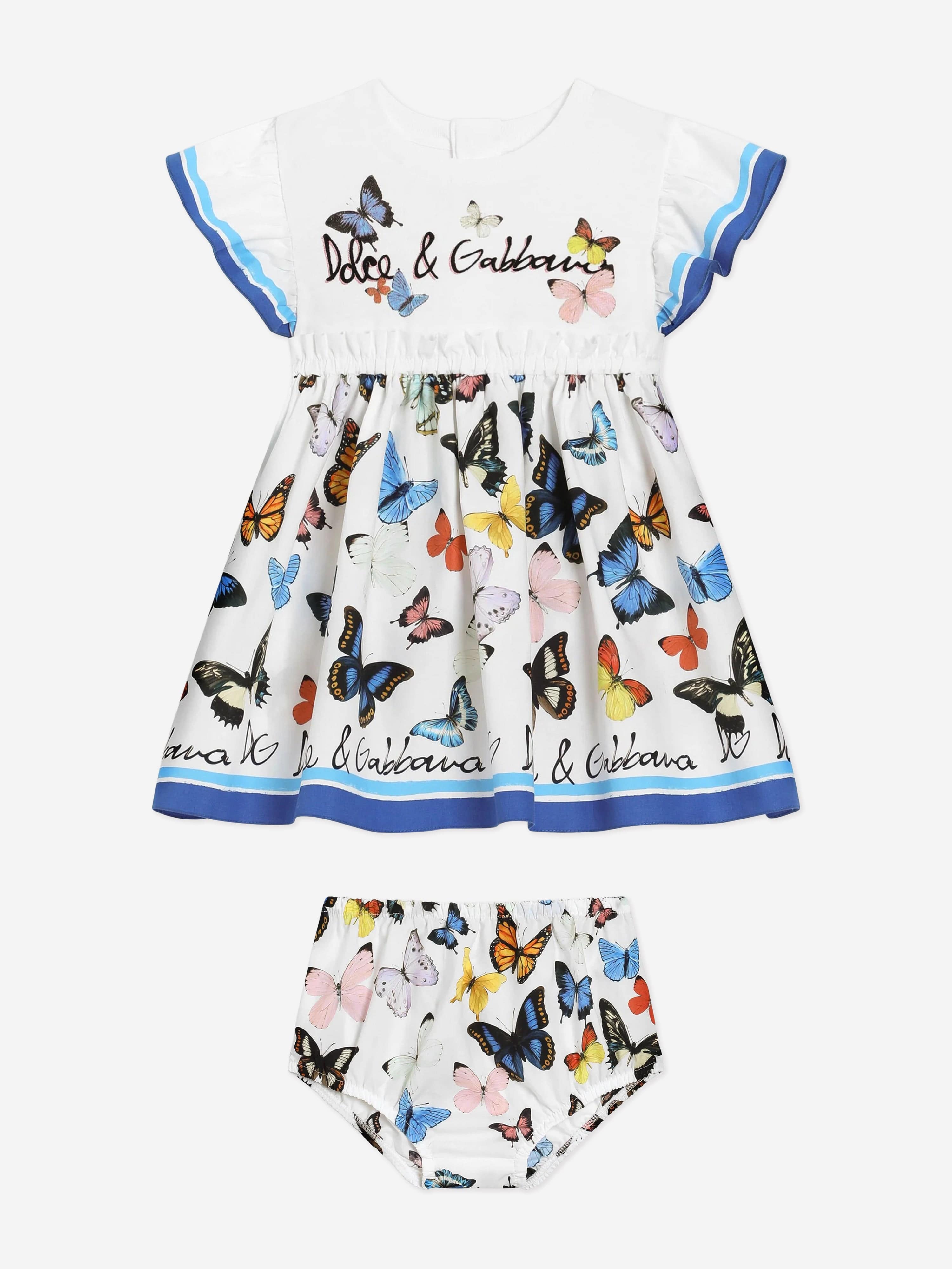 Dolce & Gabbana Baby Girls Butterfly Print Dress Set in White | Childsplay Clothing Dolce & Gabbana Baby Girls Butterfly Print Dress Set in White | Childsplay Clothing