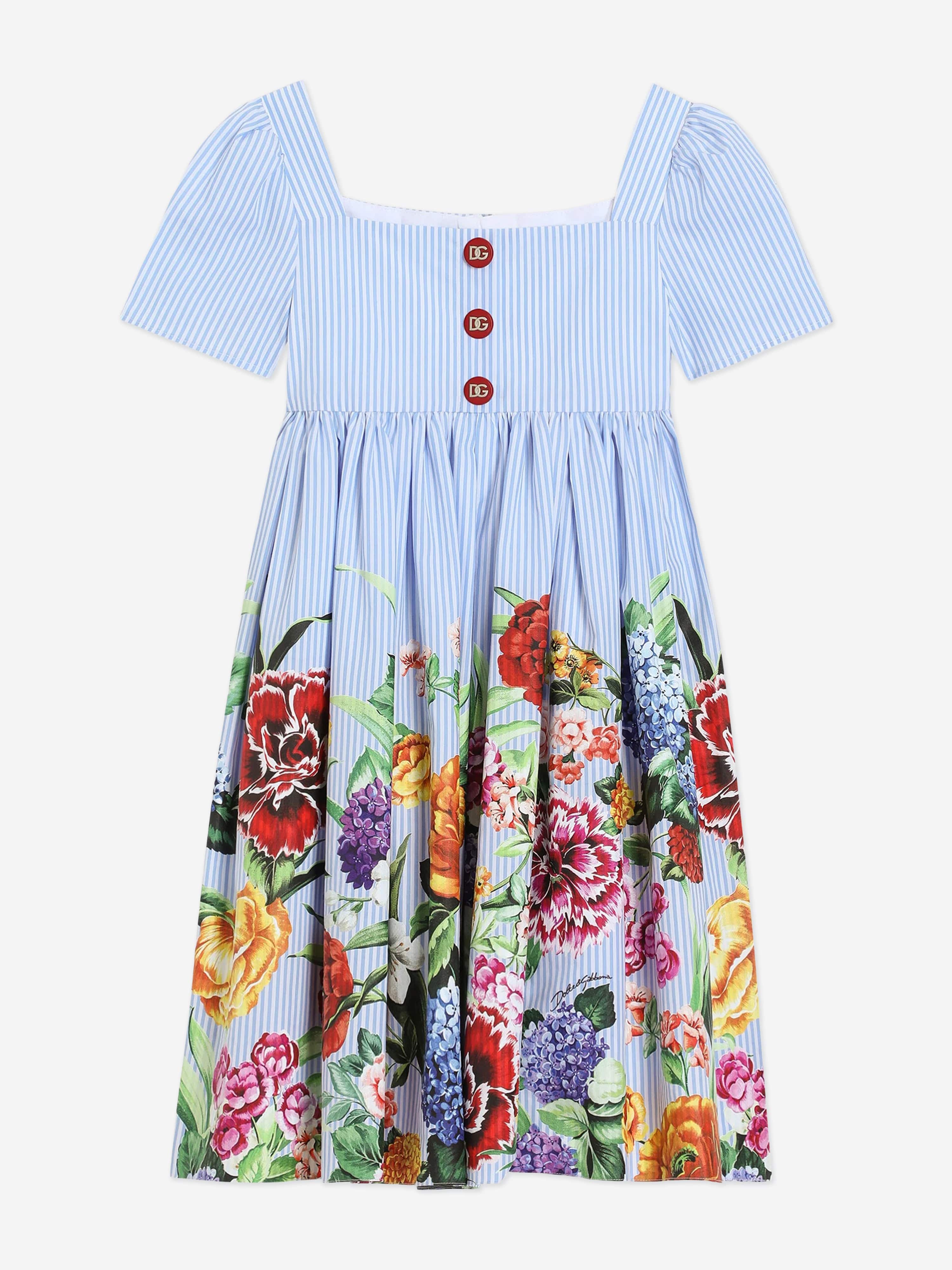 Dolce & Gabbana Girls Floral Print Dress in Multicolour | Childsplay Clothing Dolce & Gabbana Girls Floral Print Dress in Multicolour | Childsplay Clothing
