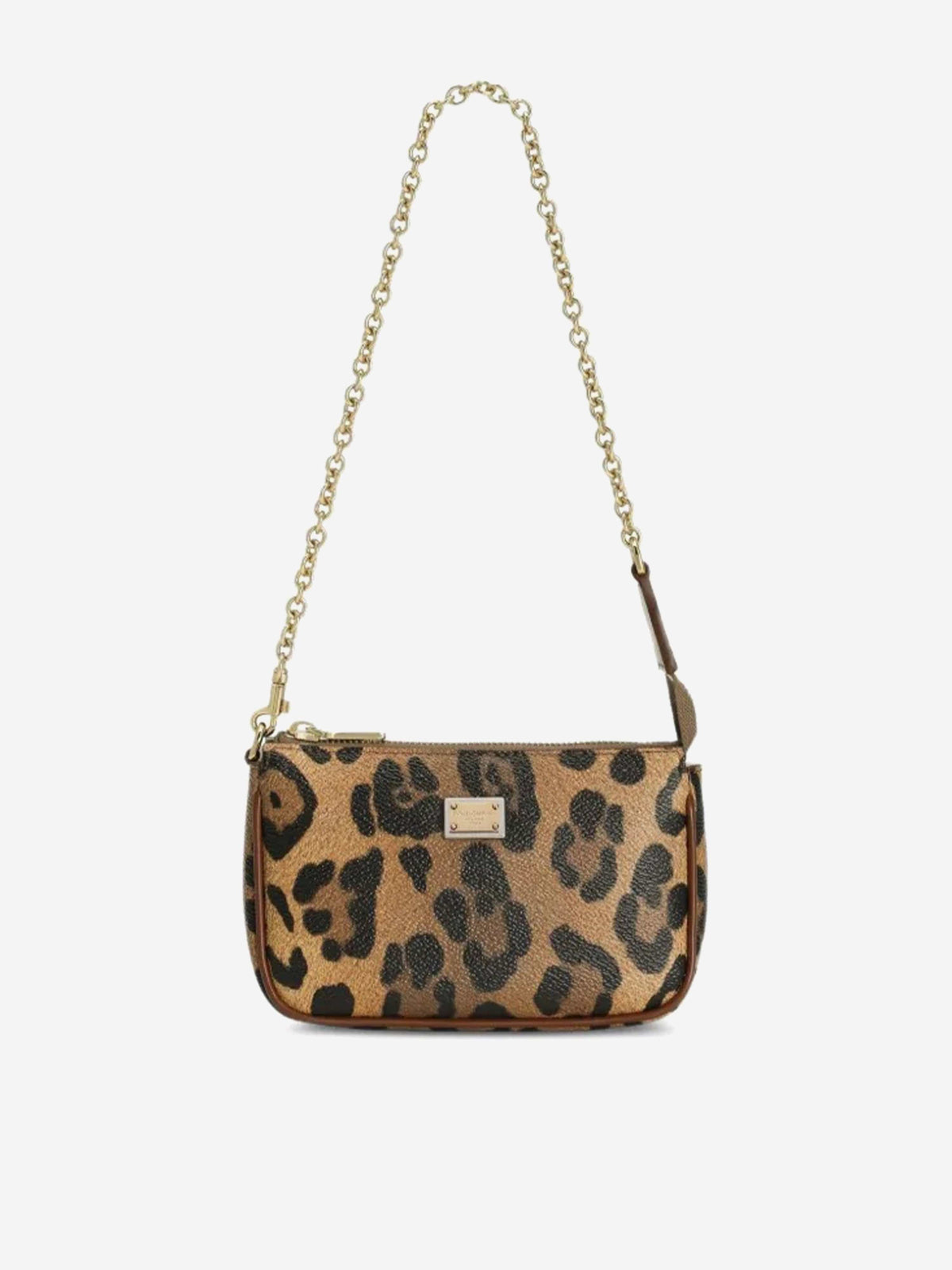 Dolce & Gabbana Girls Leather Leopard Print Shoulder Bag in Brown 