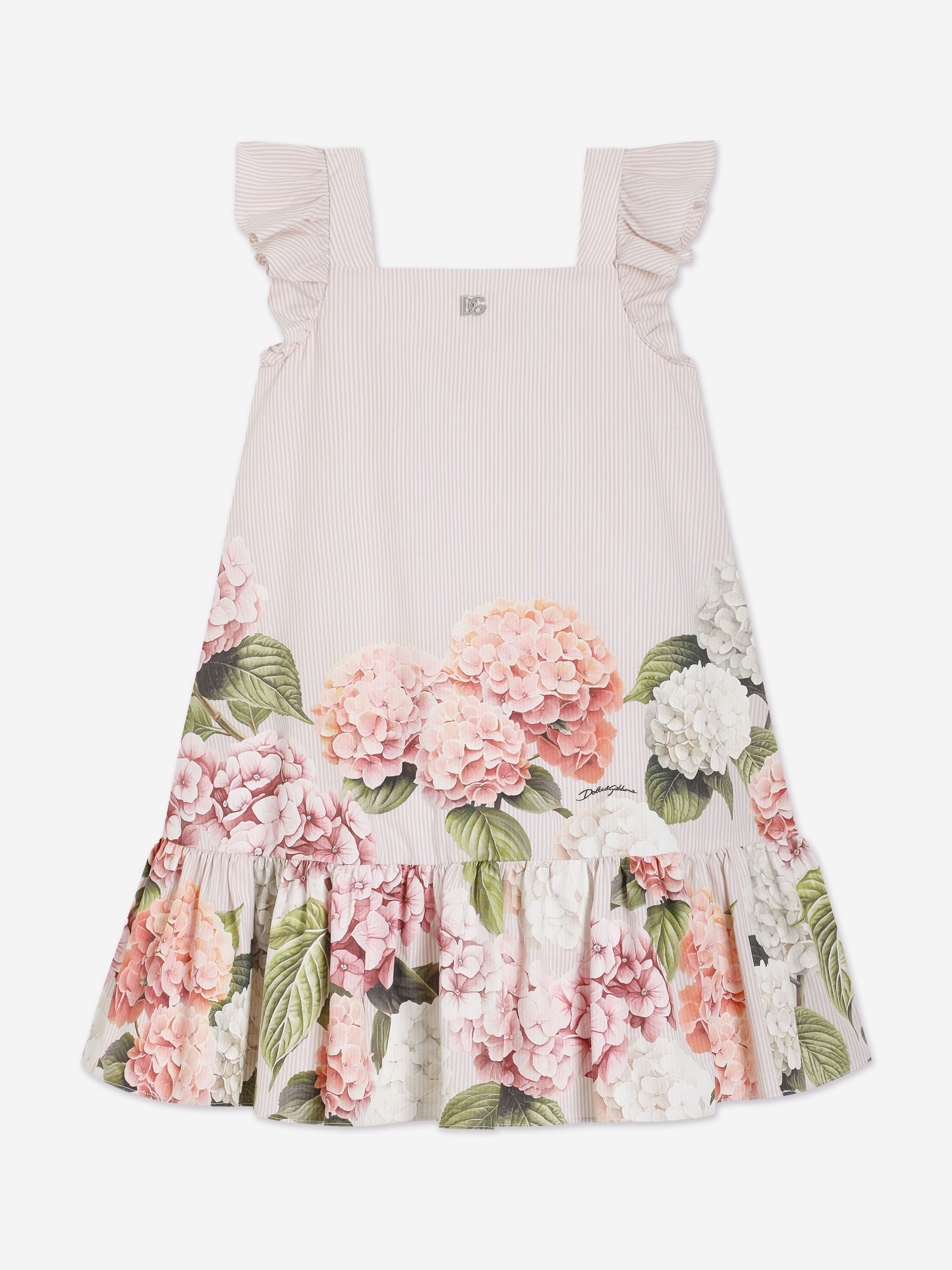 dolce and gabbana pink and white dress Dolce & Gabbana Long Majolica-print Twill Shirt Dress