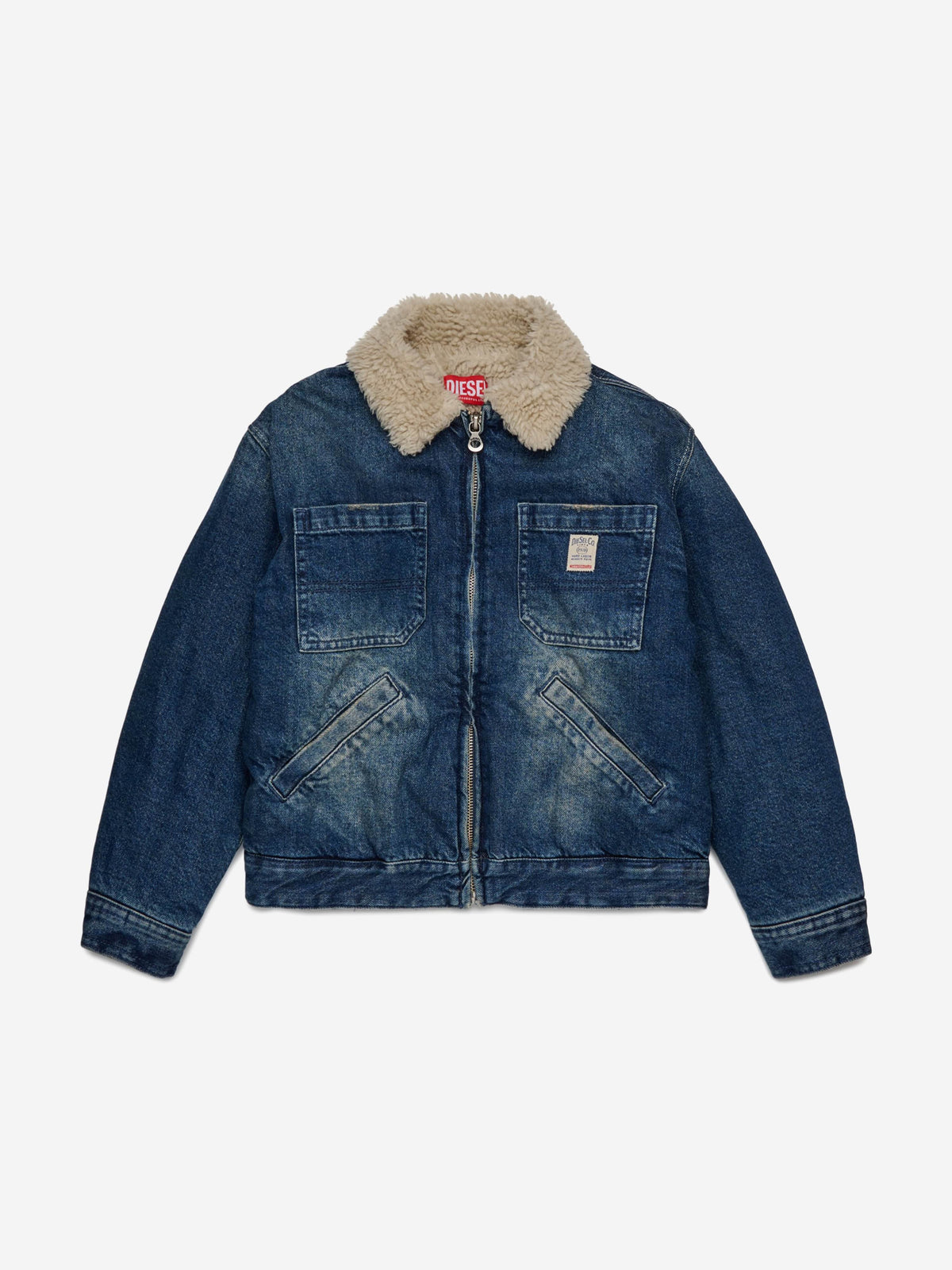 archive diesel zip design denim Diesel Fitted Denim Jacket - S |