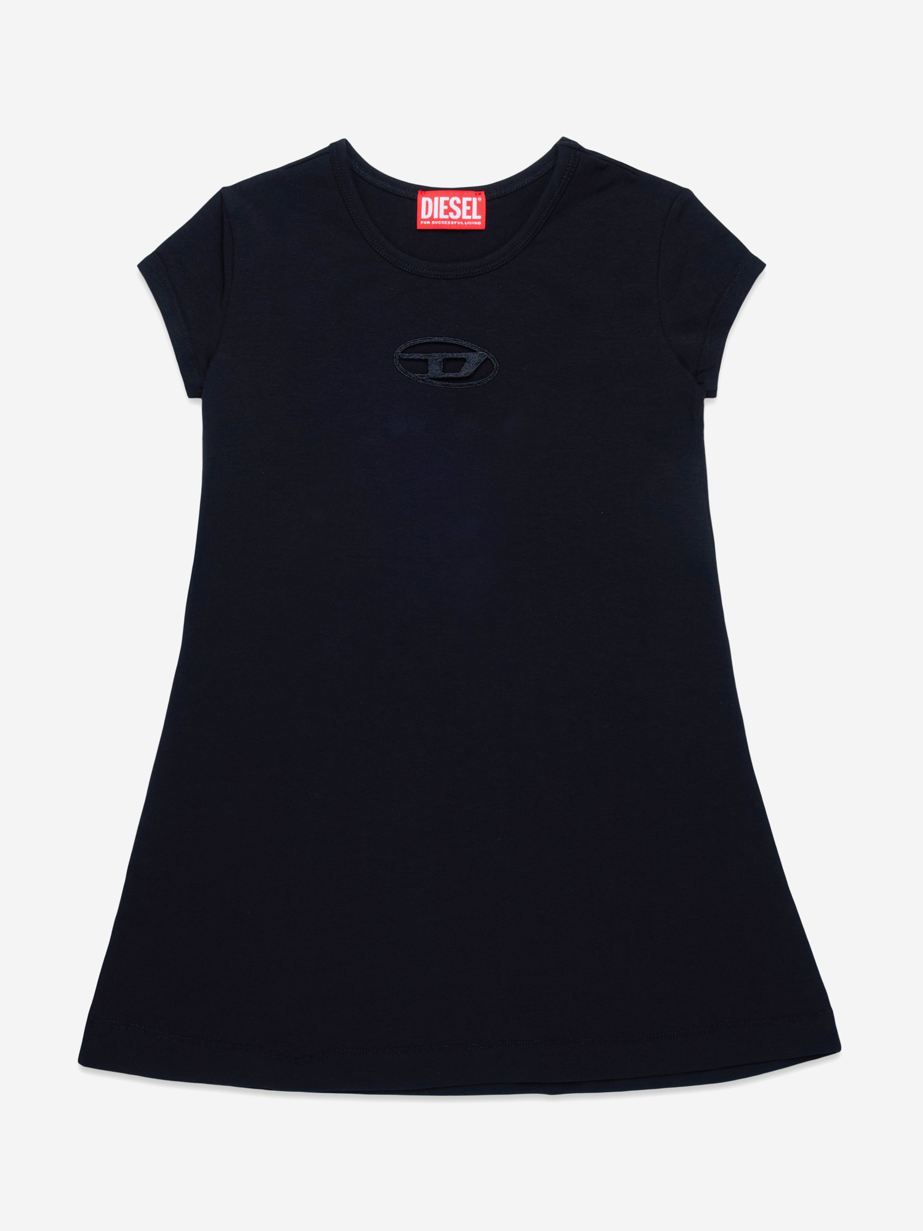 Diesel Girls Oval D T-Shirt Dress in Black Diesel Girls Oval D T-Shirt Dress in Black