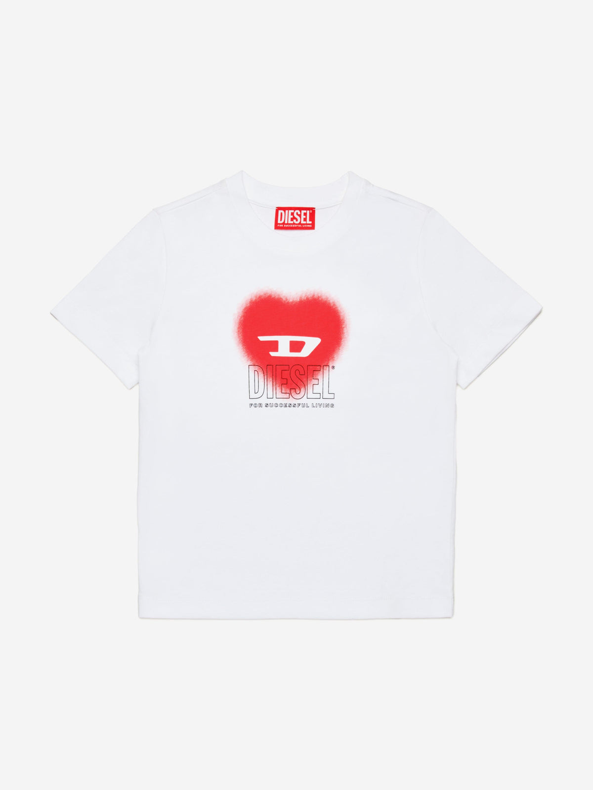 Diesel Girls Heart Logo T-Shirt in White | Childsplay Clothing