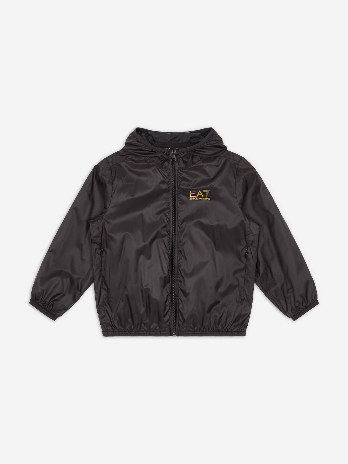 EA7 Emporio Armani Boys Hooded Zip Up Jacket in Black | Childsplay 