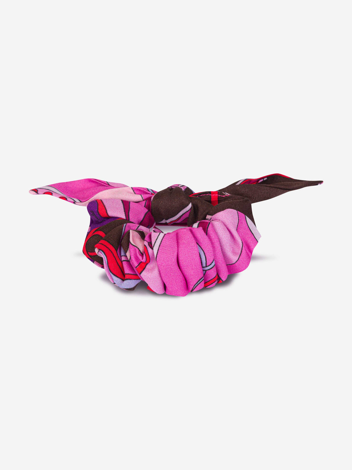 Emilio Pucci Pink, Black & White Patterned Silk Scrunchie Iride Print Hair Tie – PUCCI main image 2