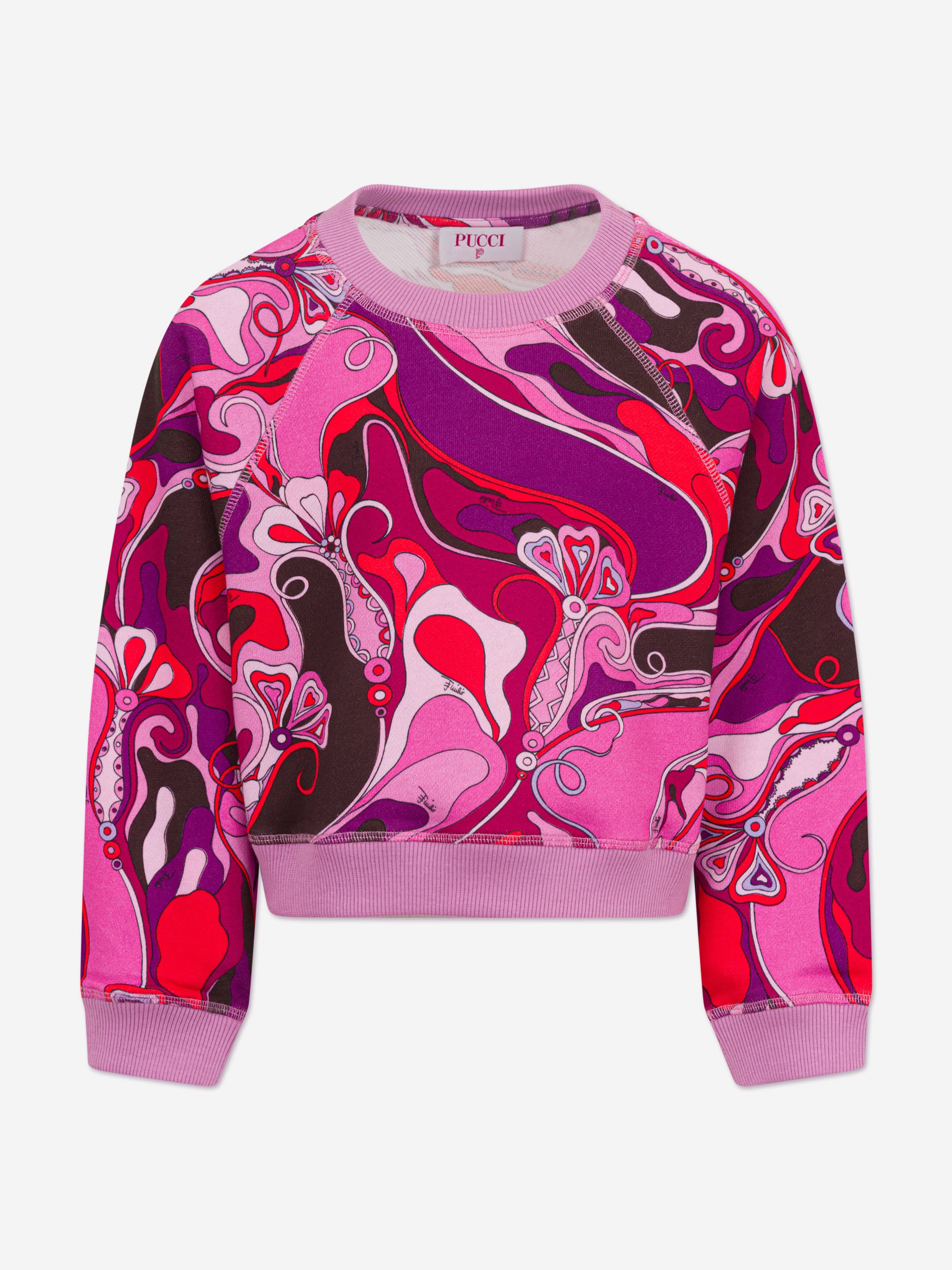 新品同様　着用一回　エミリオプッチ PUCCI カラフルスウェット PUCCI Girls Orchidee Print Sweatshirt in Pink | Childsplay Clothing