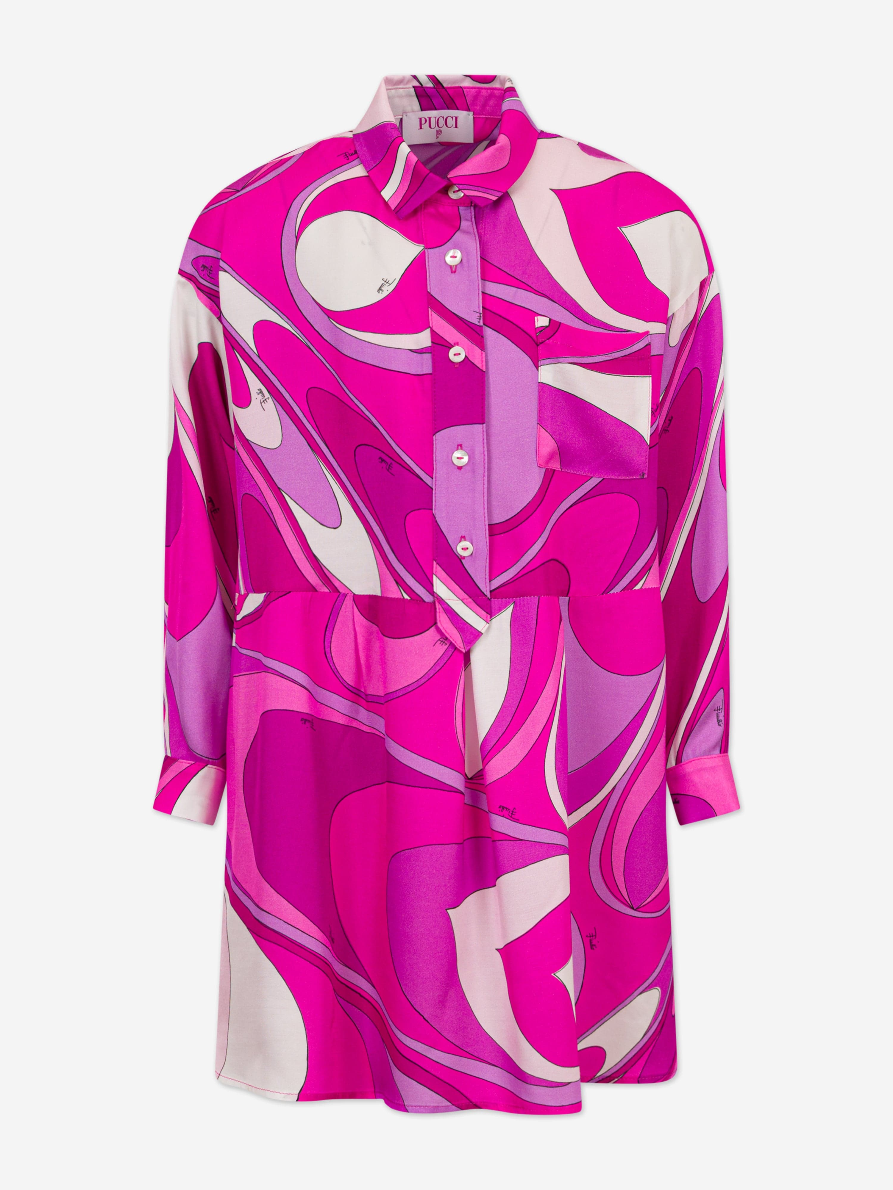 PUCCI Girls Onde Shirt Dress in Pink