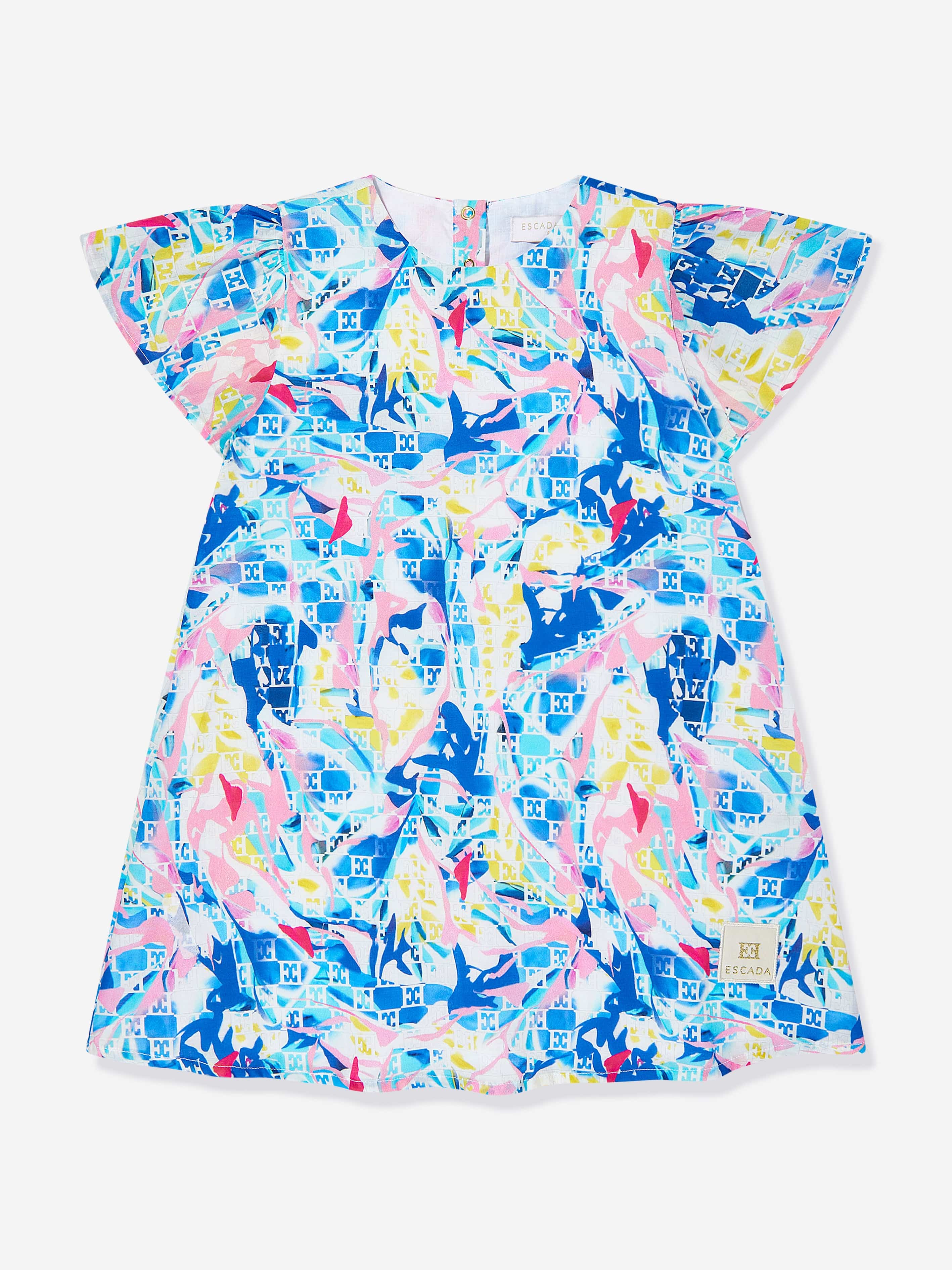Escada Girls Batiste Printed Dress in Blue