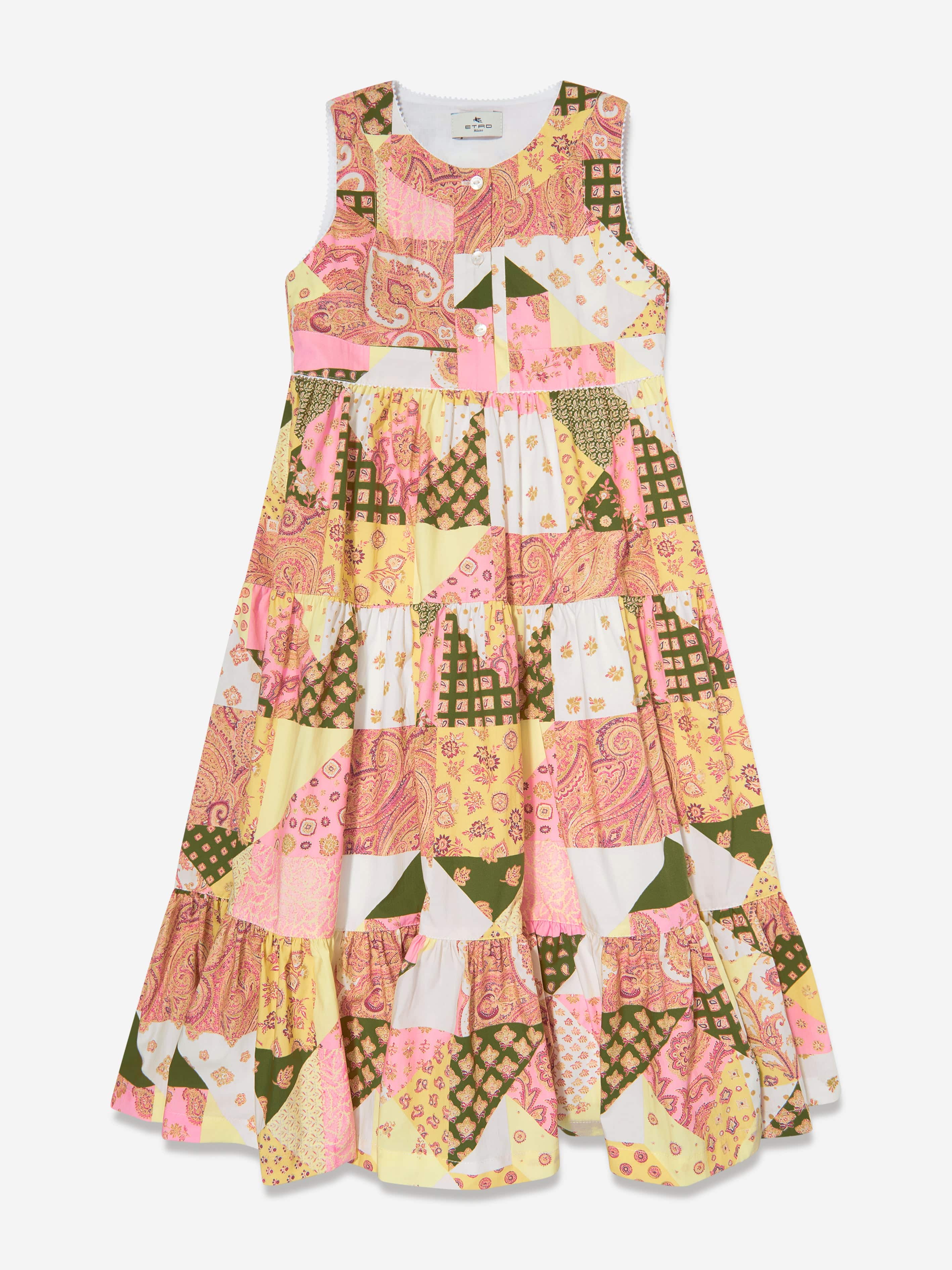 pink patchwork dress Etro Girls Paisley Patchwork Dress Girls Kids 12 year Pink Cotton By Childrensalon