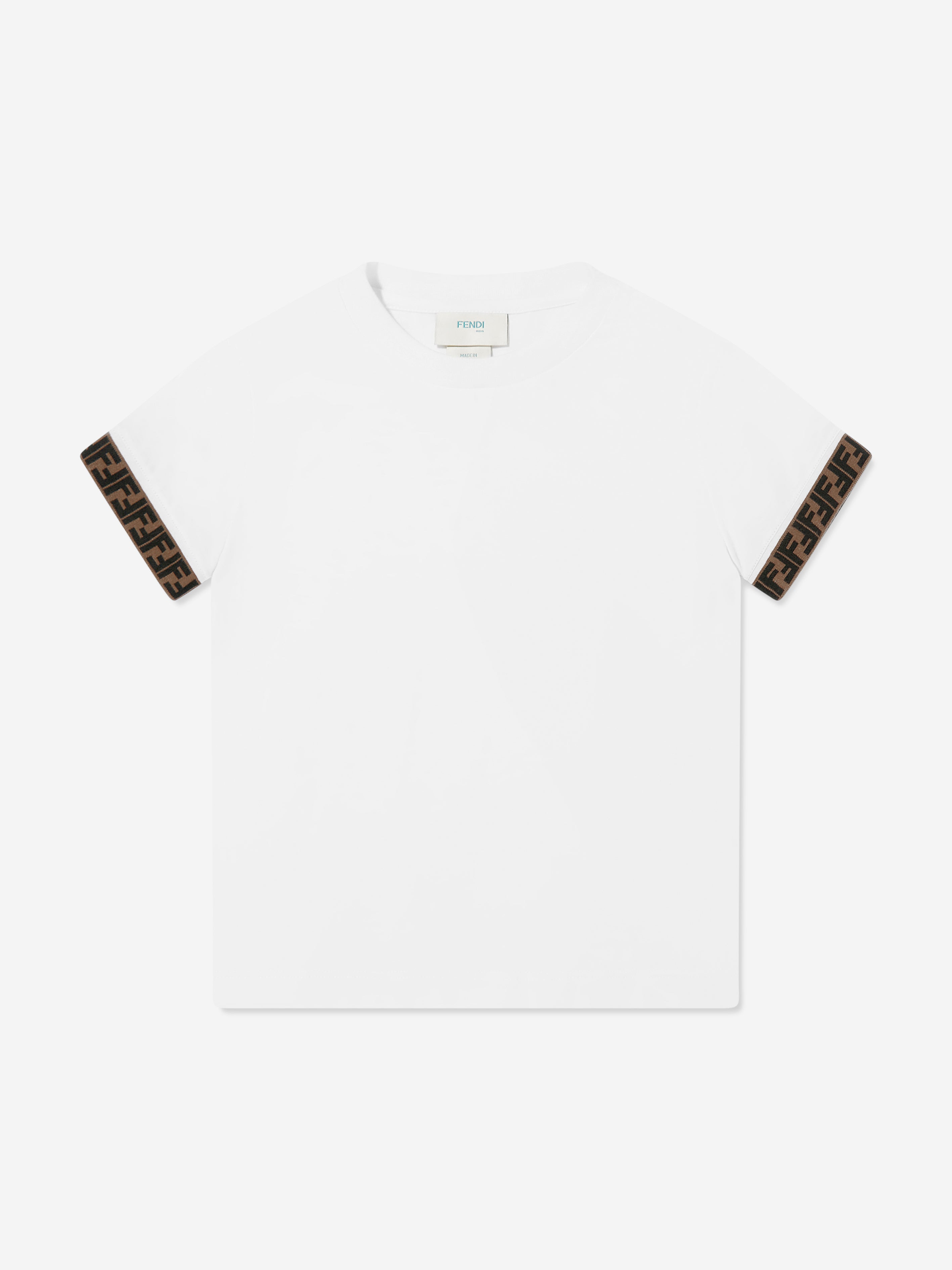 Fendi Kids Fendi Kids Logo Trim T-Shirt in White Childsplay Clothing