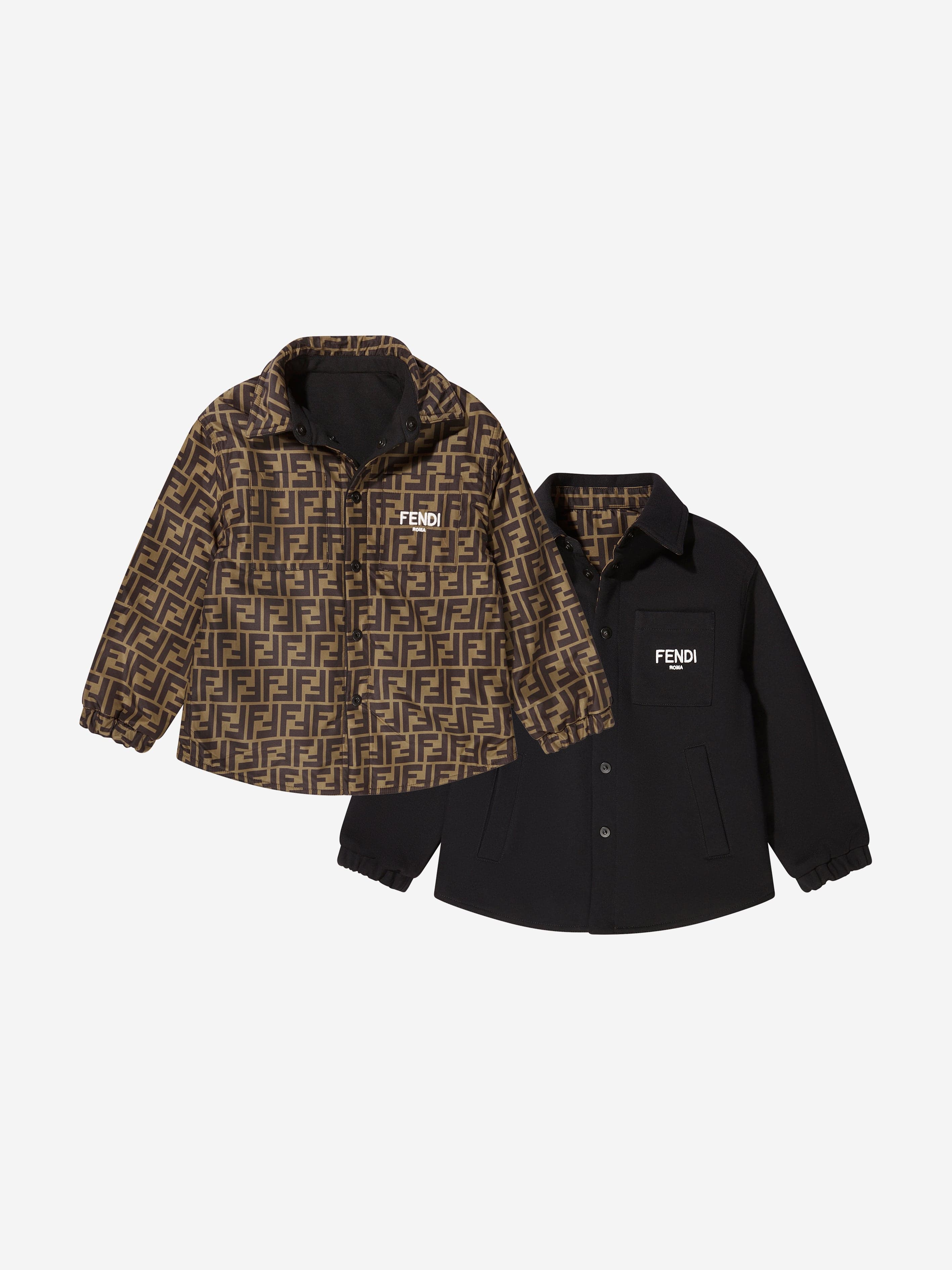 FENDI kids ジャケット Fendi Kids Reversible Shirt Jacket in Black | Childsplay Clothing