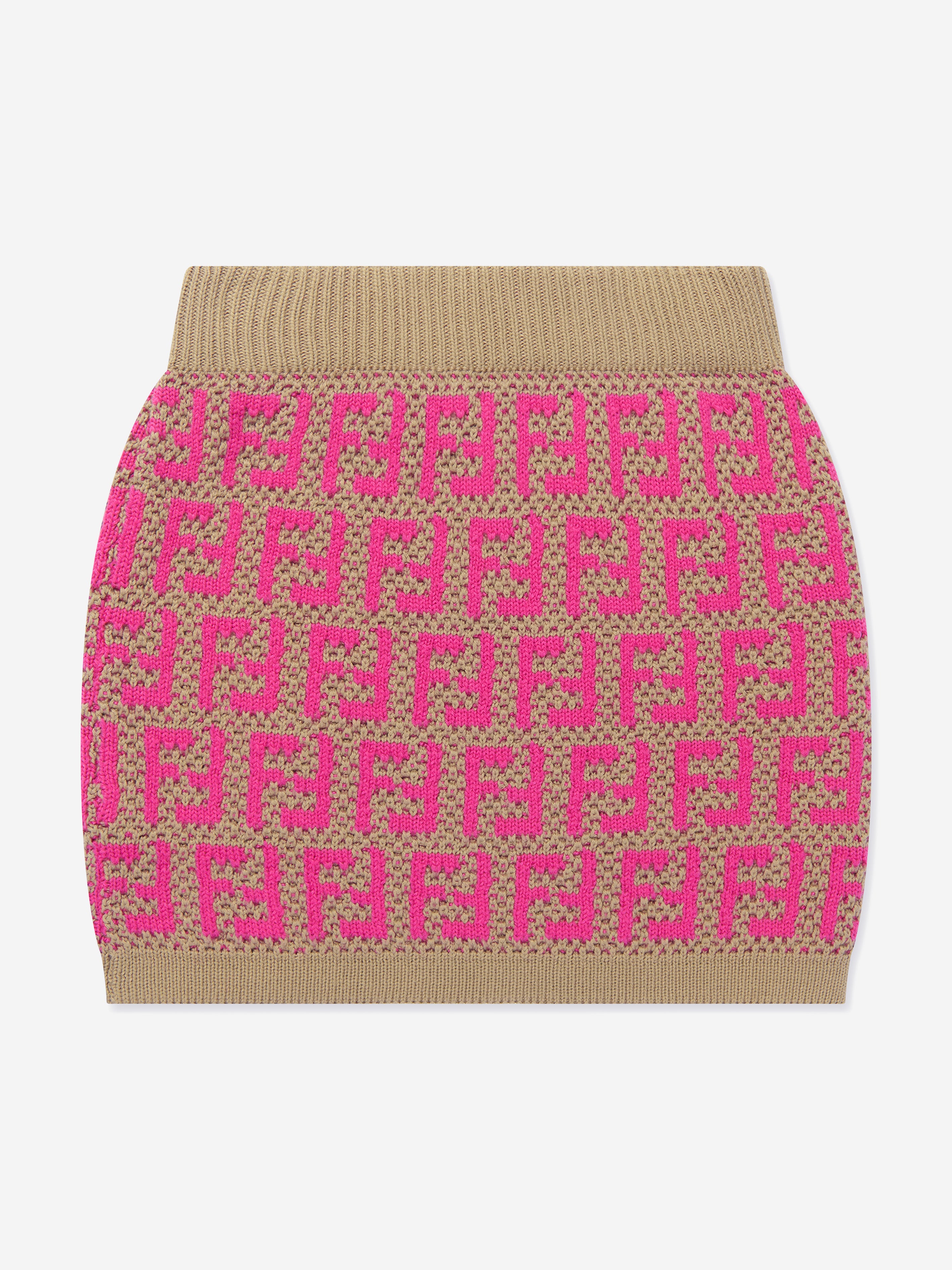 Fendi Kids Girls Knitted FF Logo Skirt in Pink | Childsplay Clothing