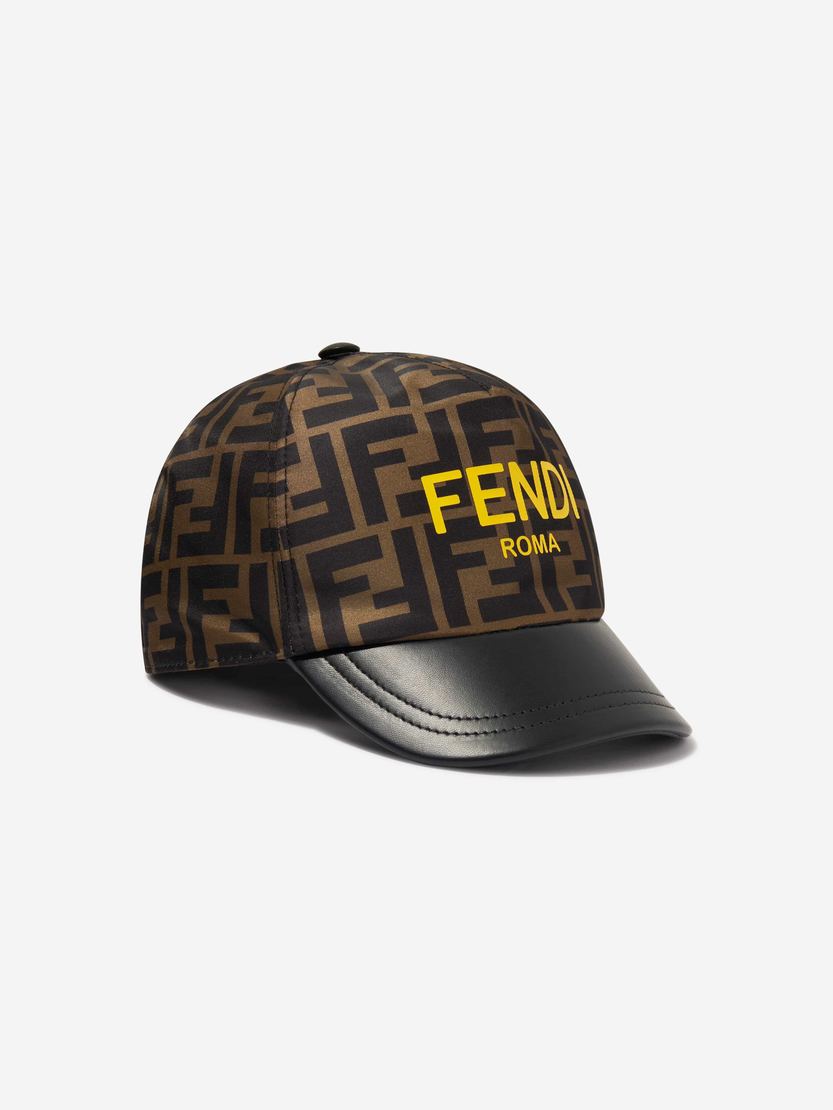Fendi Kids FF Logo Cap in Brown Fendi Kids FF Logo Cap in Brown