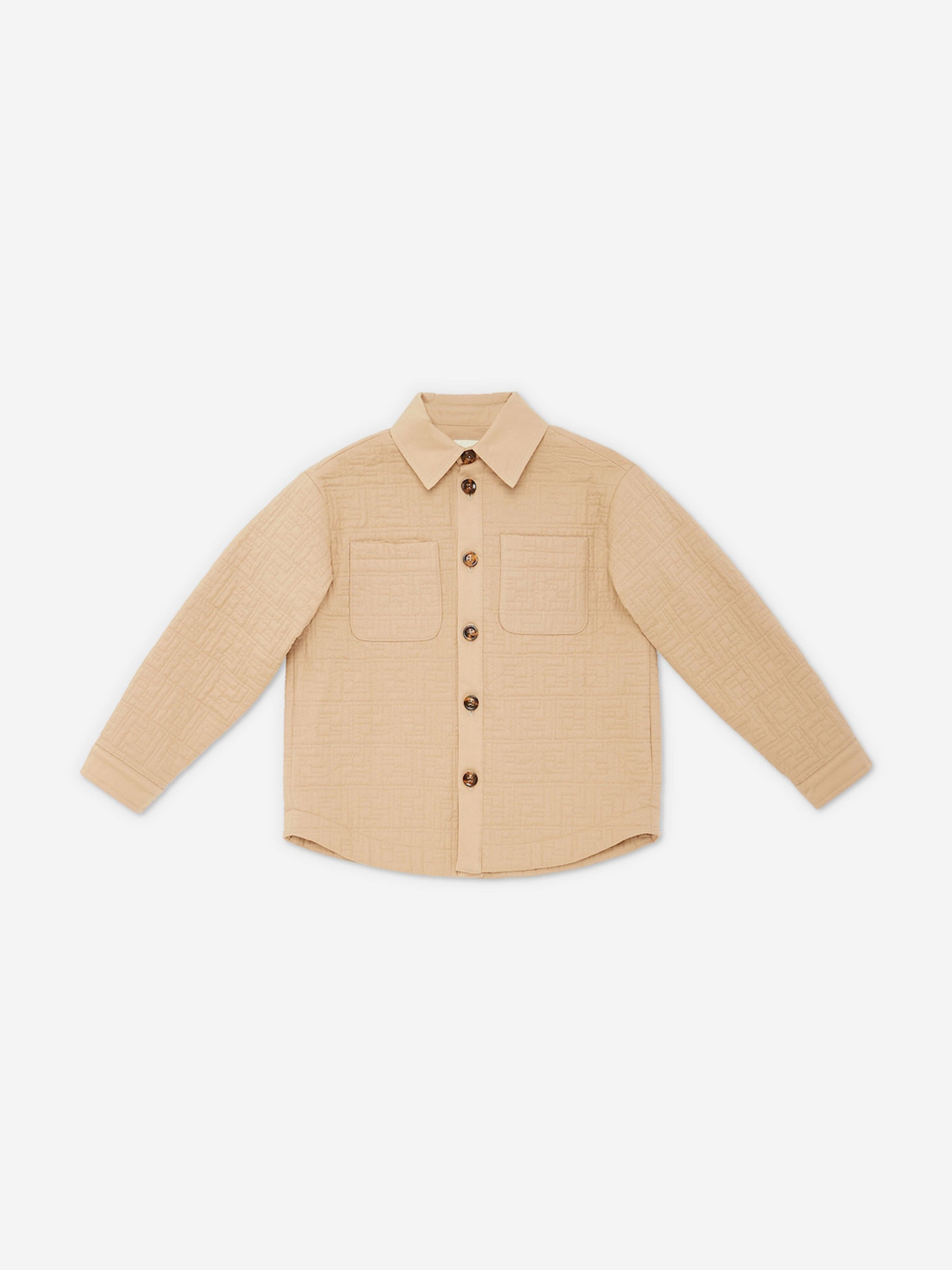 Fendi Kids Fendi Kids FF Quilted Jacket in Beige Childsplay Clothing