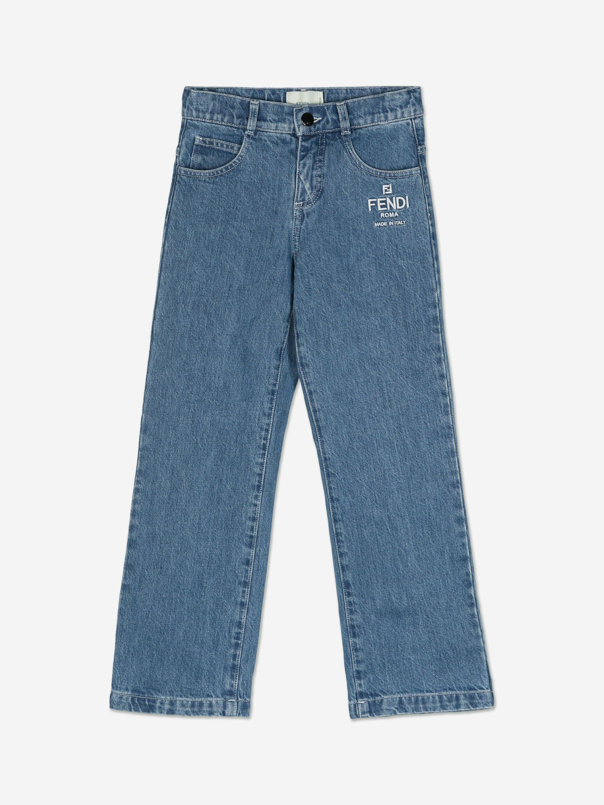 Fendi Kids Washed Denim Regular Jeans in Blue | Childsplay Clothing