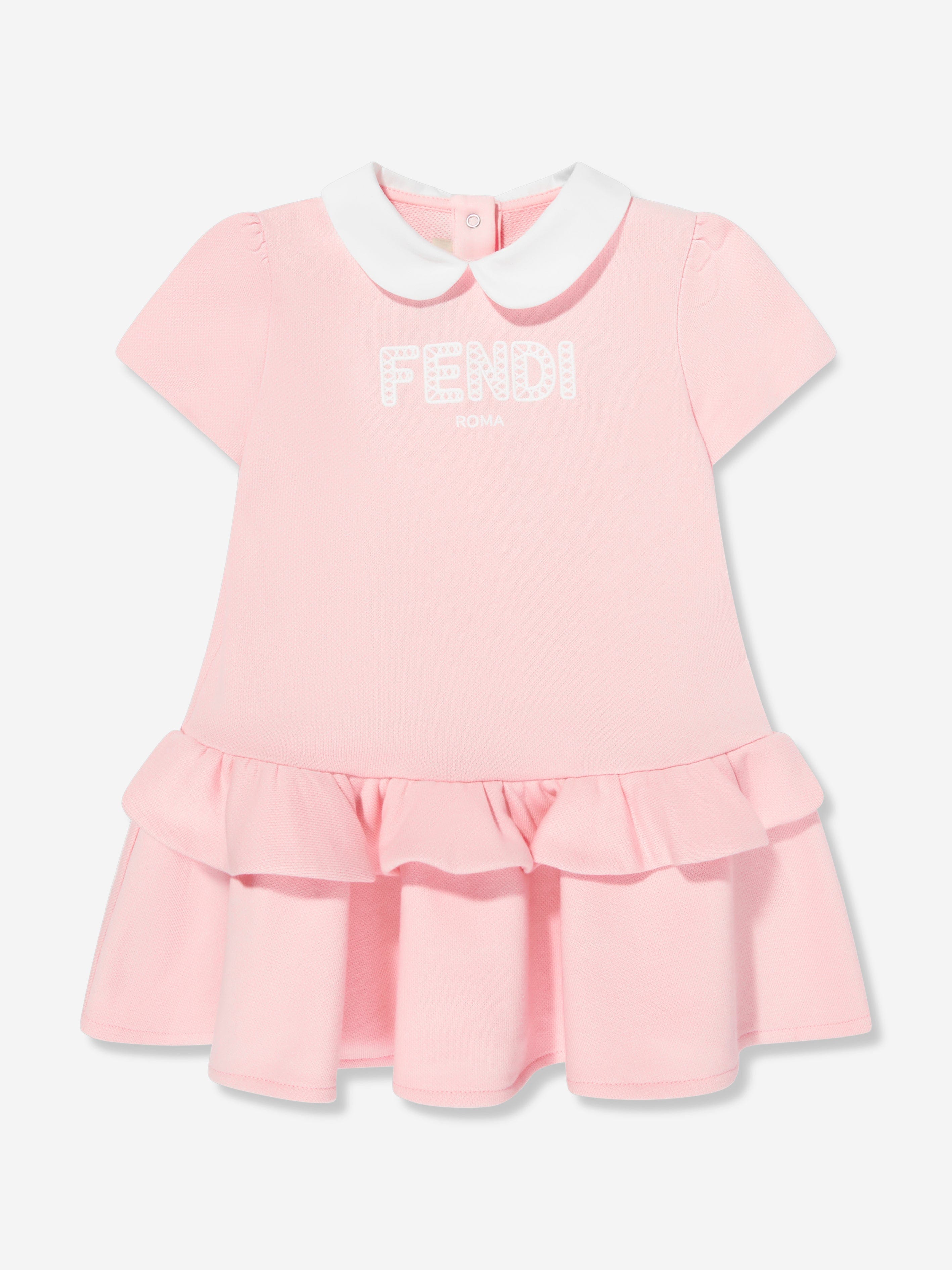 pink fendi dress Fendi Baby Girls Logo Ruffle Dress in Pink