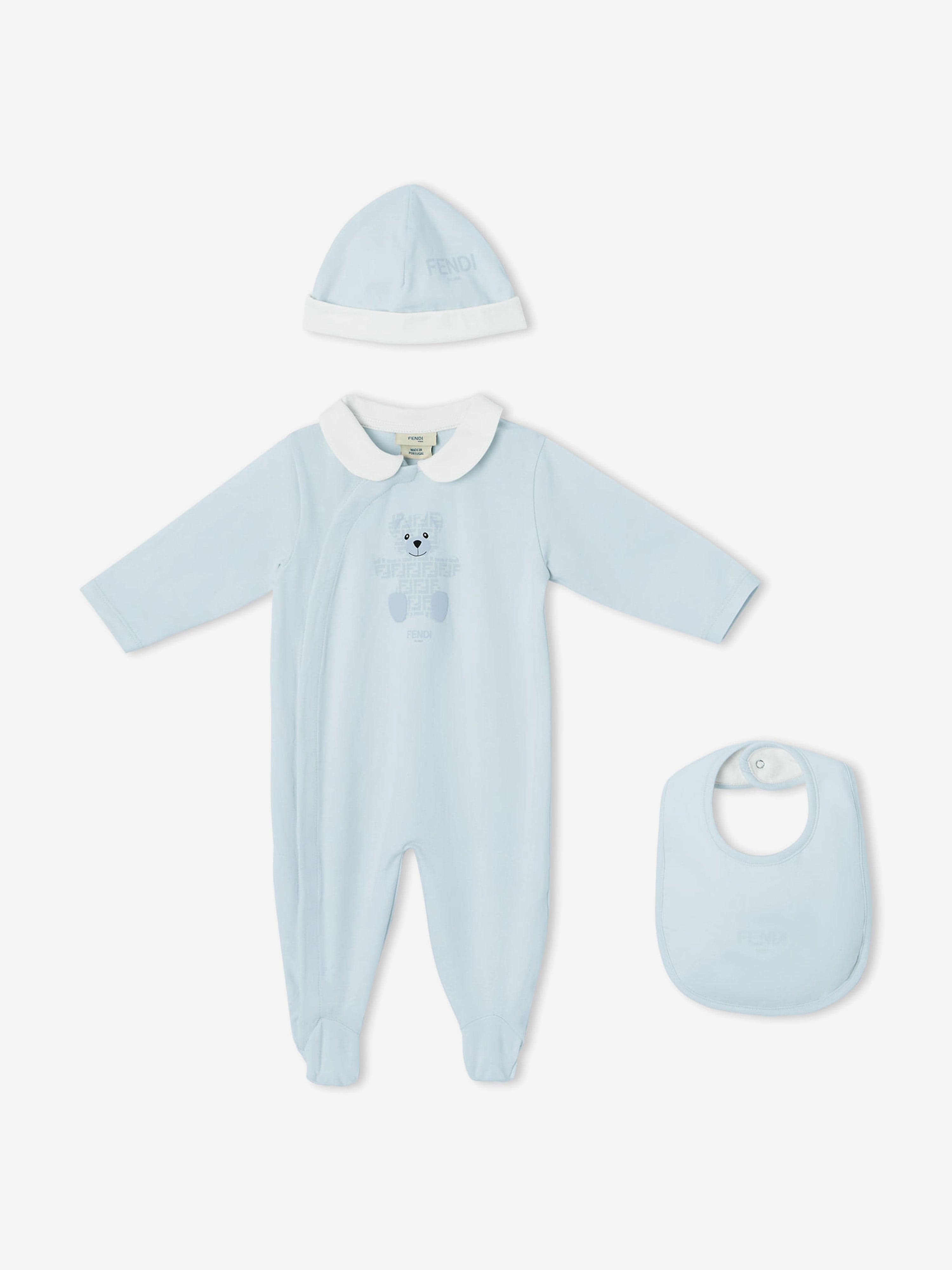 Fendi Baby Boys Bear Babygrow Set in Blue