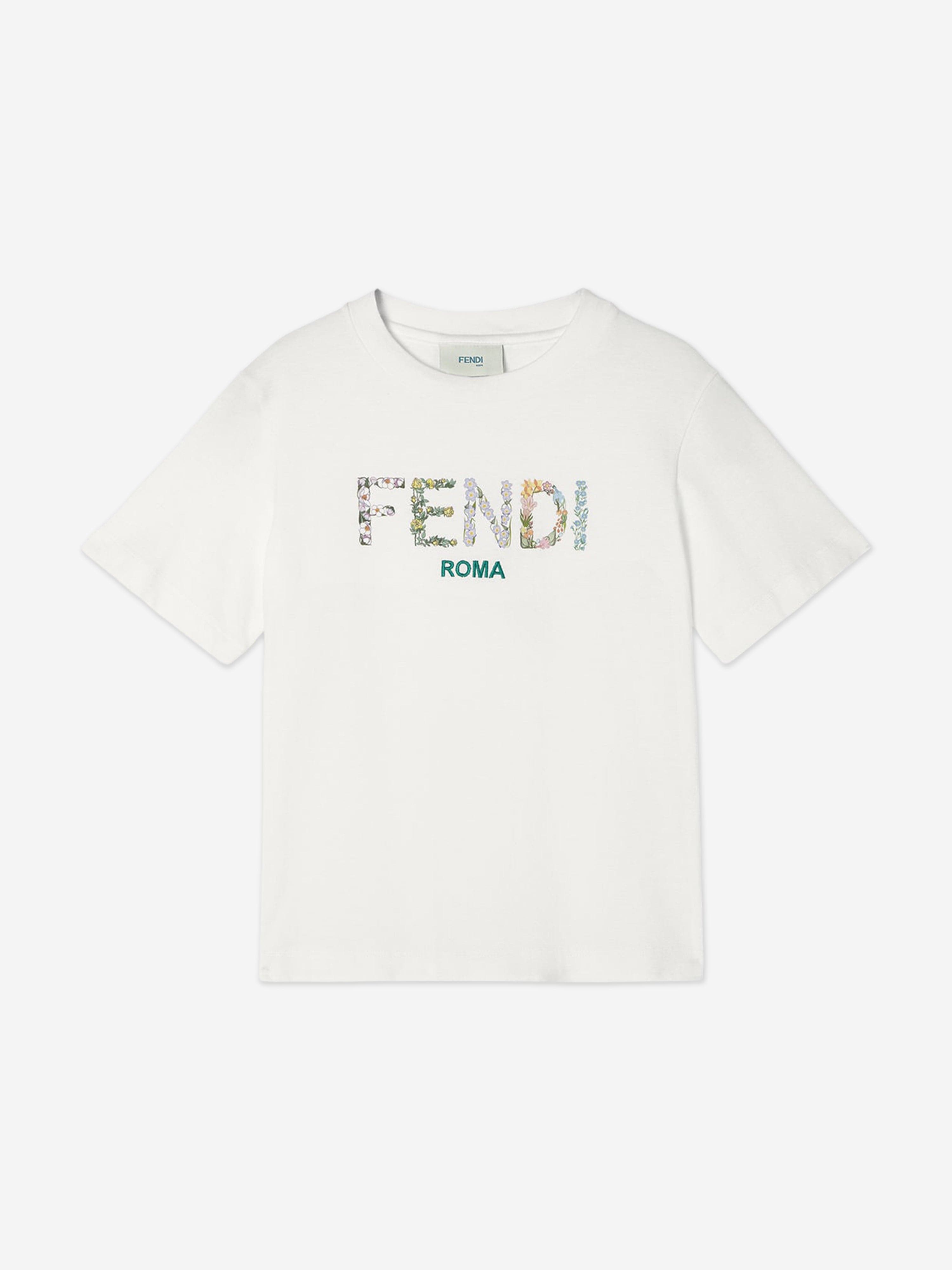 Fendi Girls Logo T-Shirt in White | Childsplay Clothing