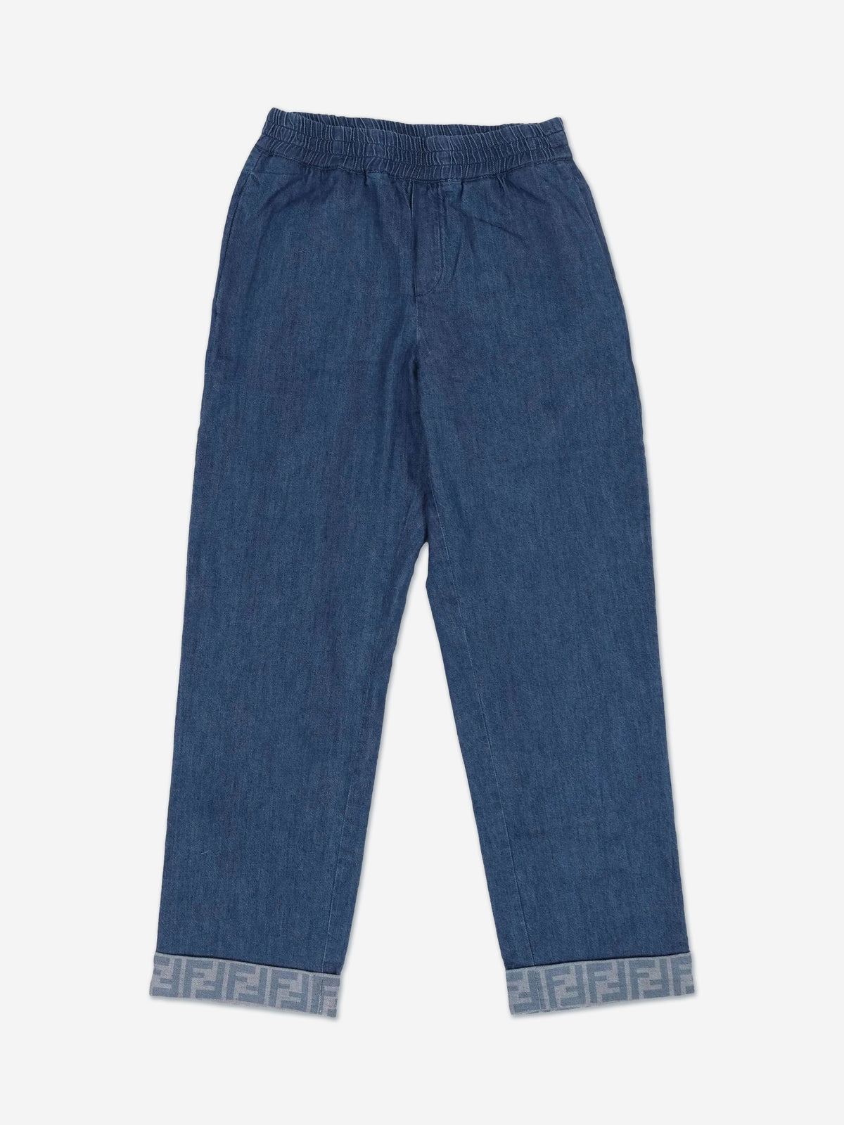 Fendi Kids Denim Wide Leg FF Logo Jeans in Blue | Childsplay Clothing