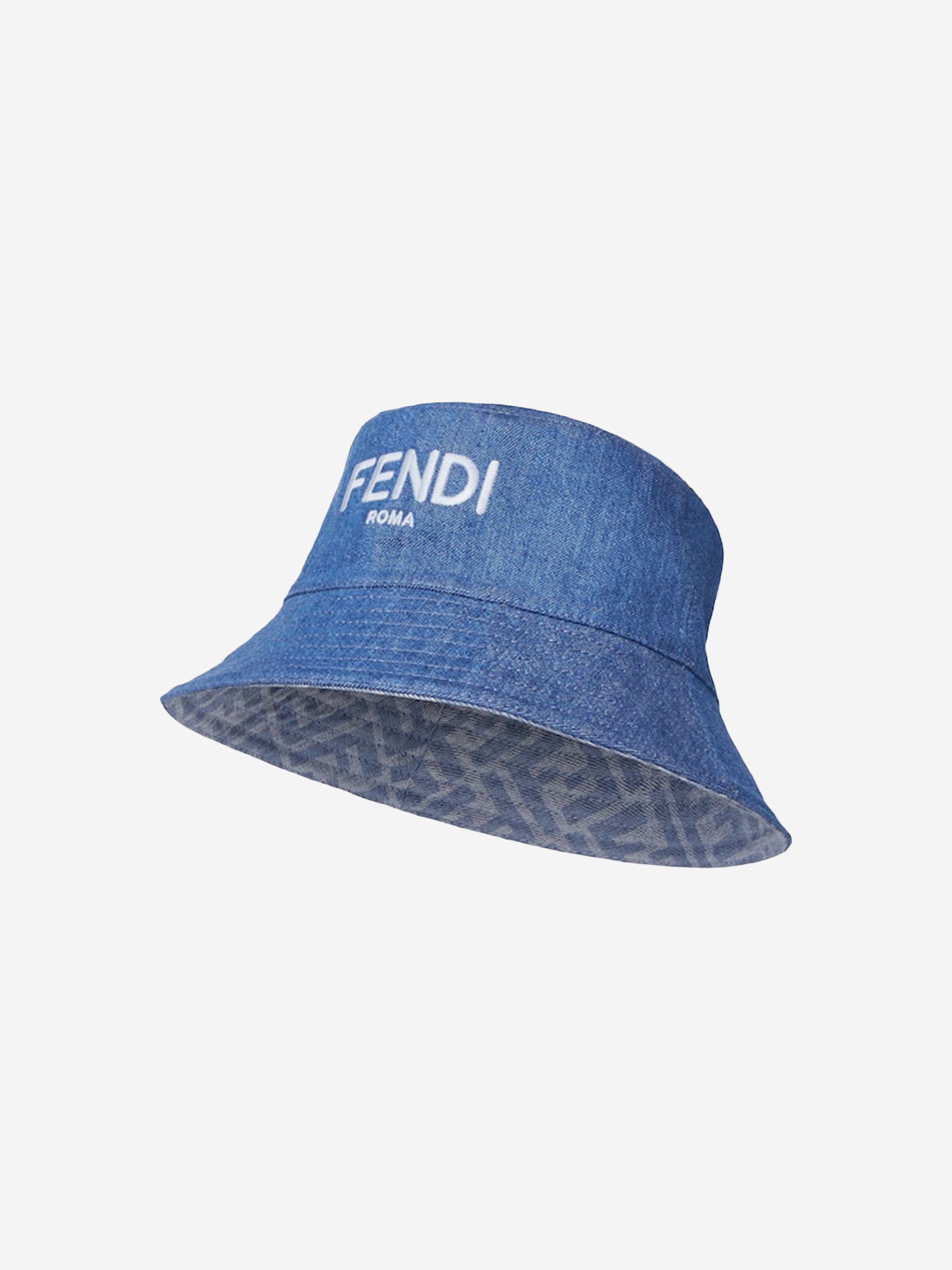 Fendi Kids Denim Logo Bucket Hat in Blue | Childsplay Clothing