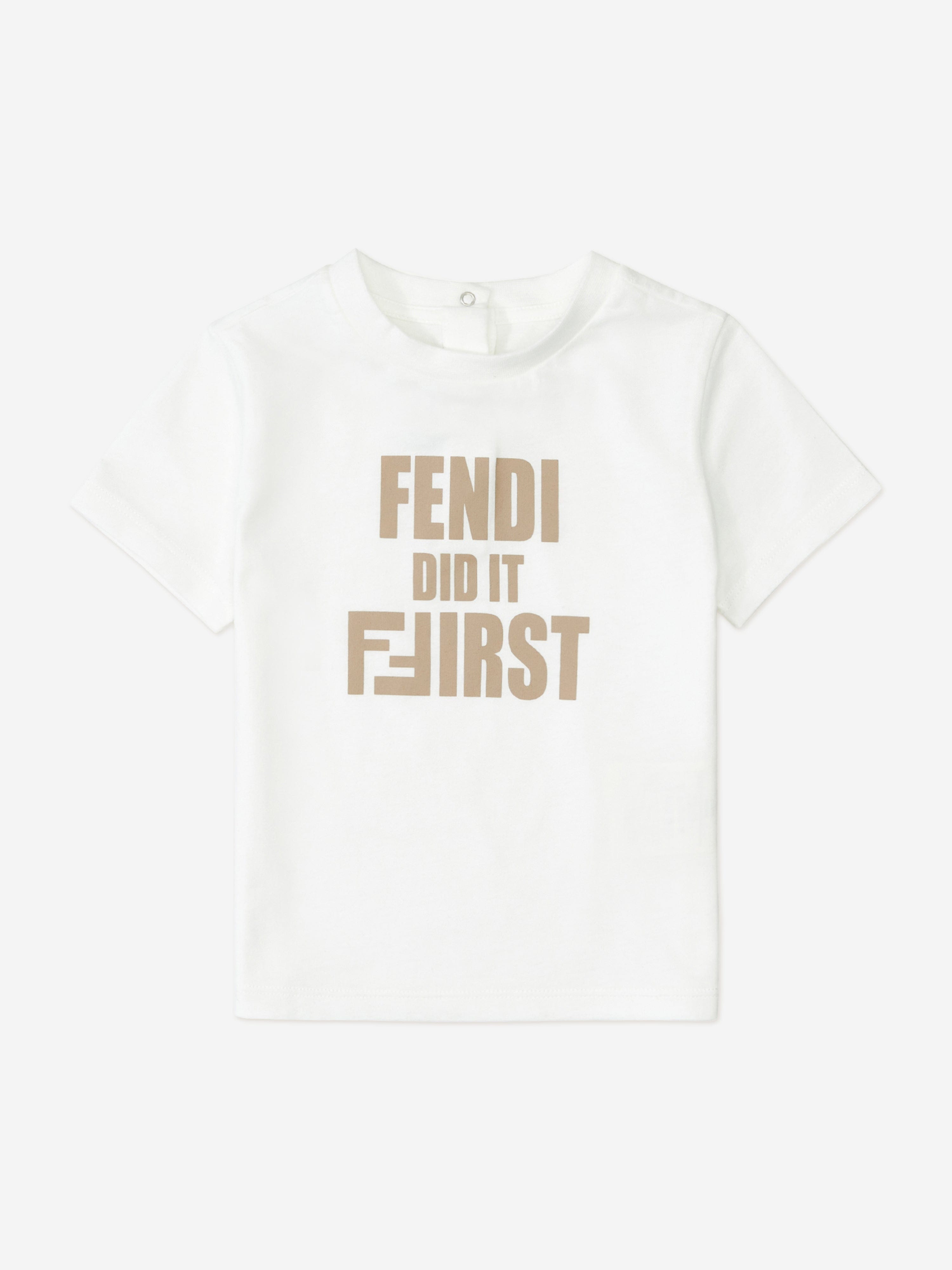 Fendi Baby Slogan T-Shirt in White | Childsplay Clothing
