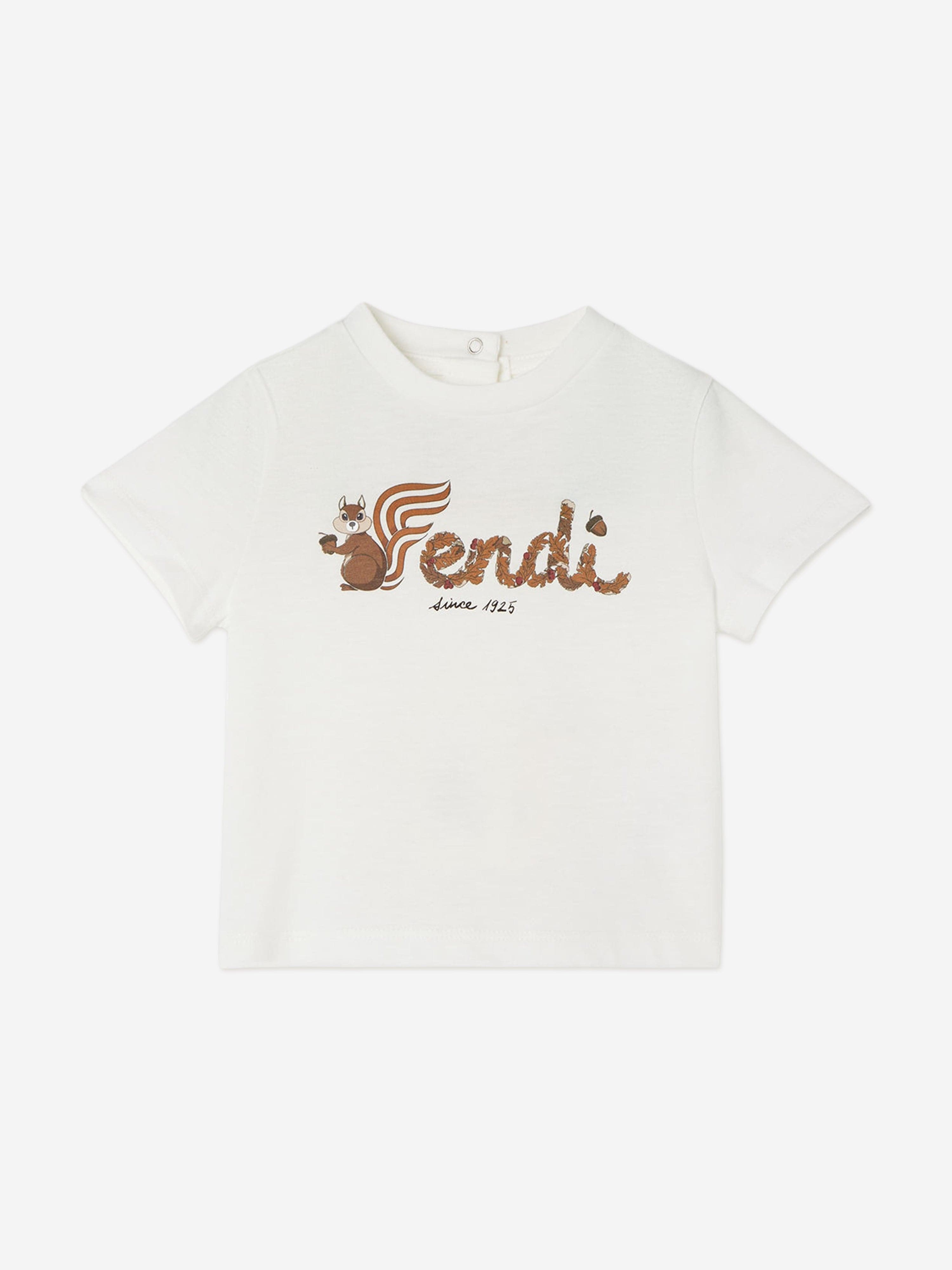 Fendi Baby Squirrel Logo T-Shirt in White | Childsplay Clothing