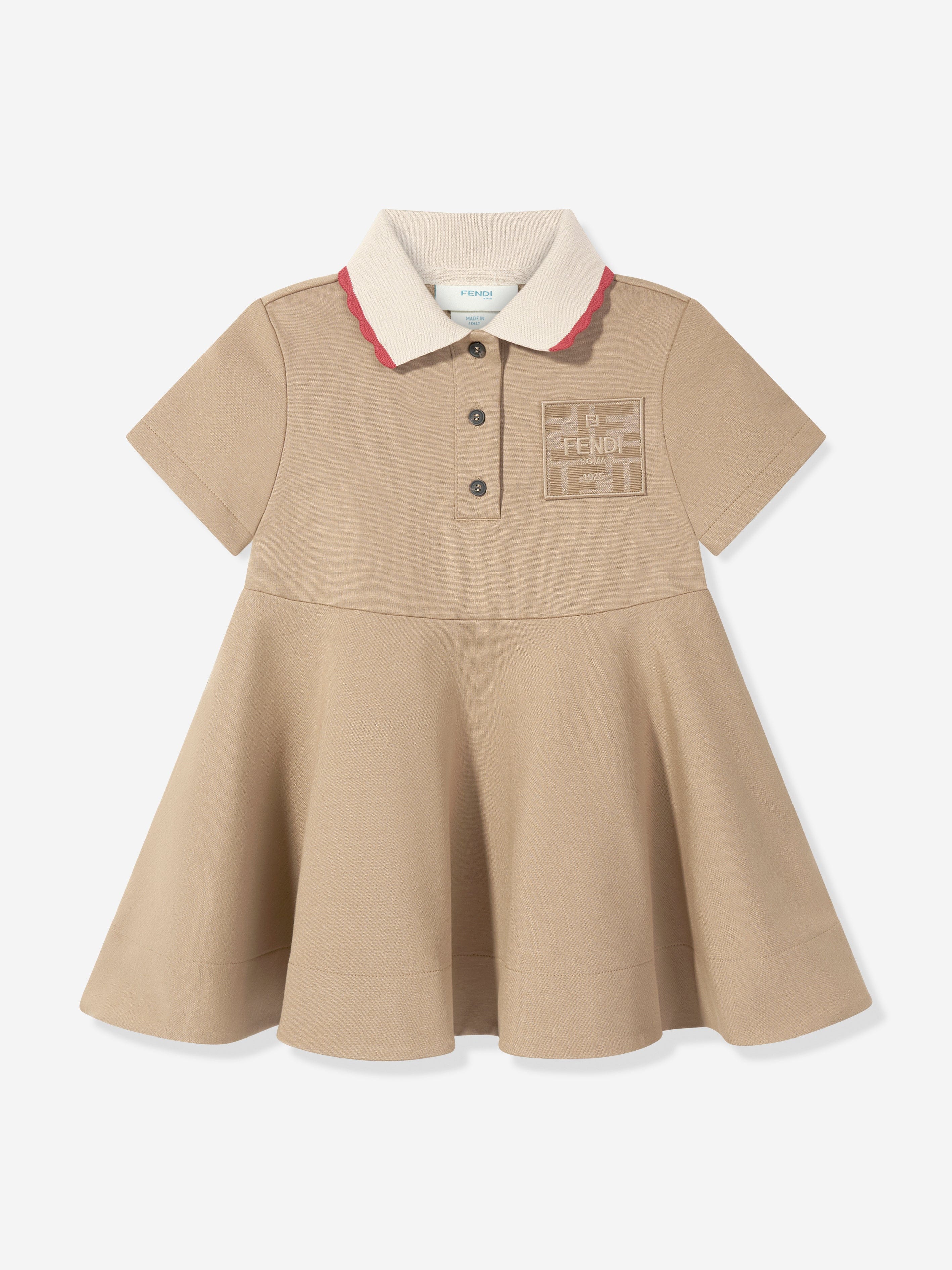 Fendi Girls Punto Milano Dress in Beige 14 Yrs Multicoloured