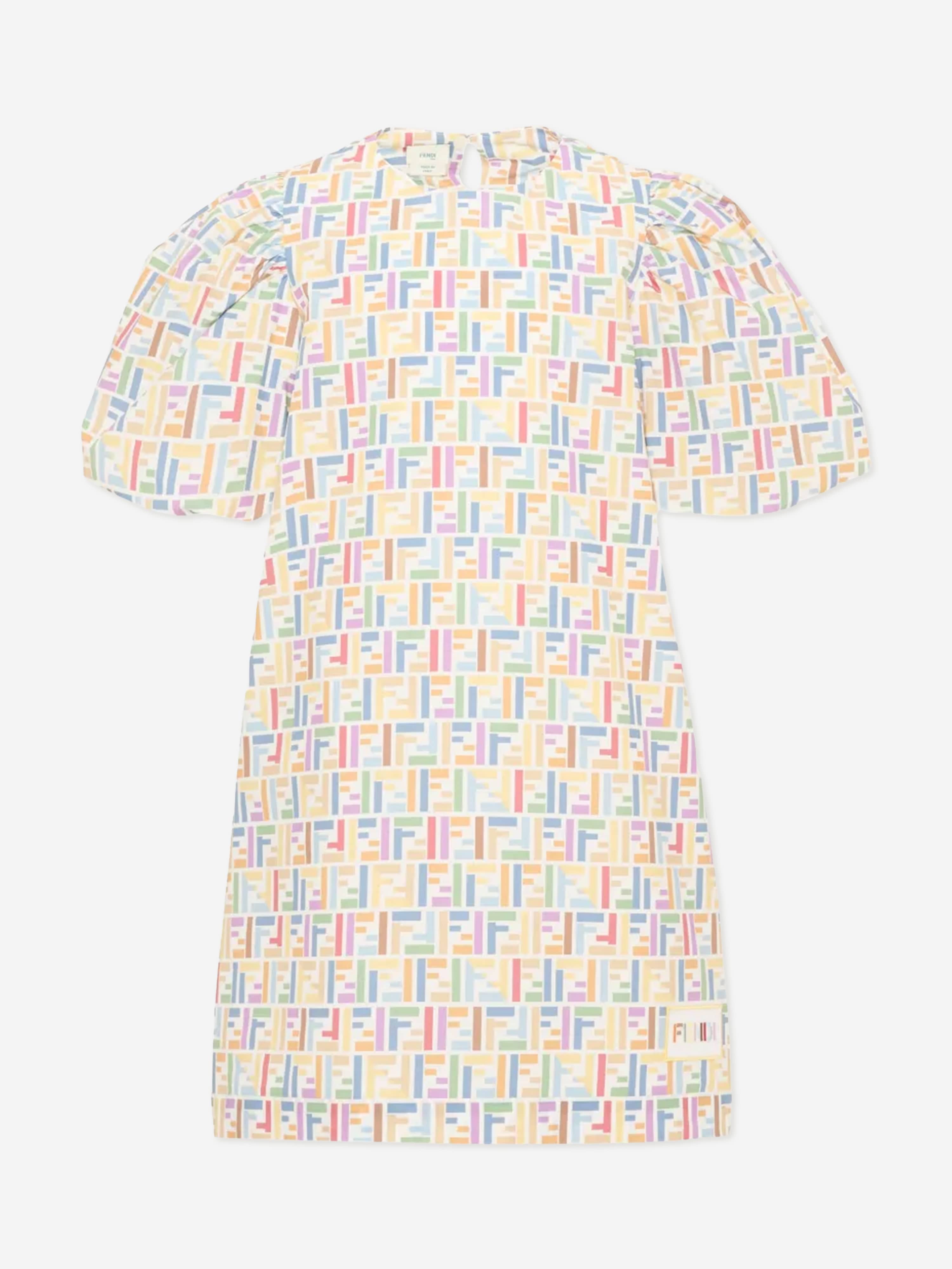 Fendi Girls FF Logo Dress in Multicolour | Cotton | Made in Italy | AW2026 | 4–14 Yrs
