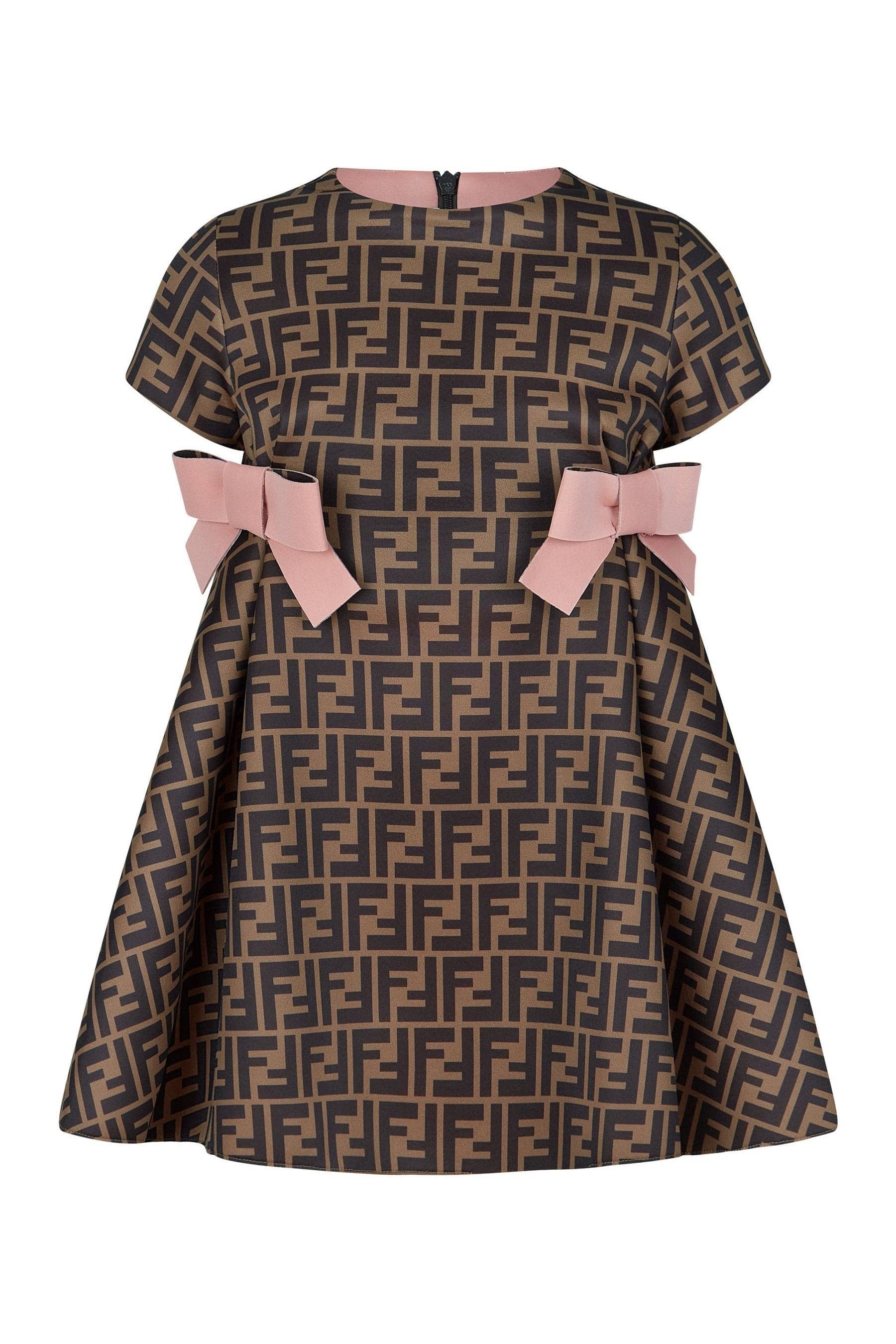 Fendi Girls Pink & Brown FF Logo Dress Fendi Girls Pink & Brown FF Logo Dress