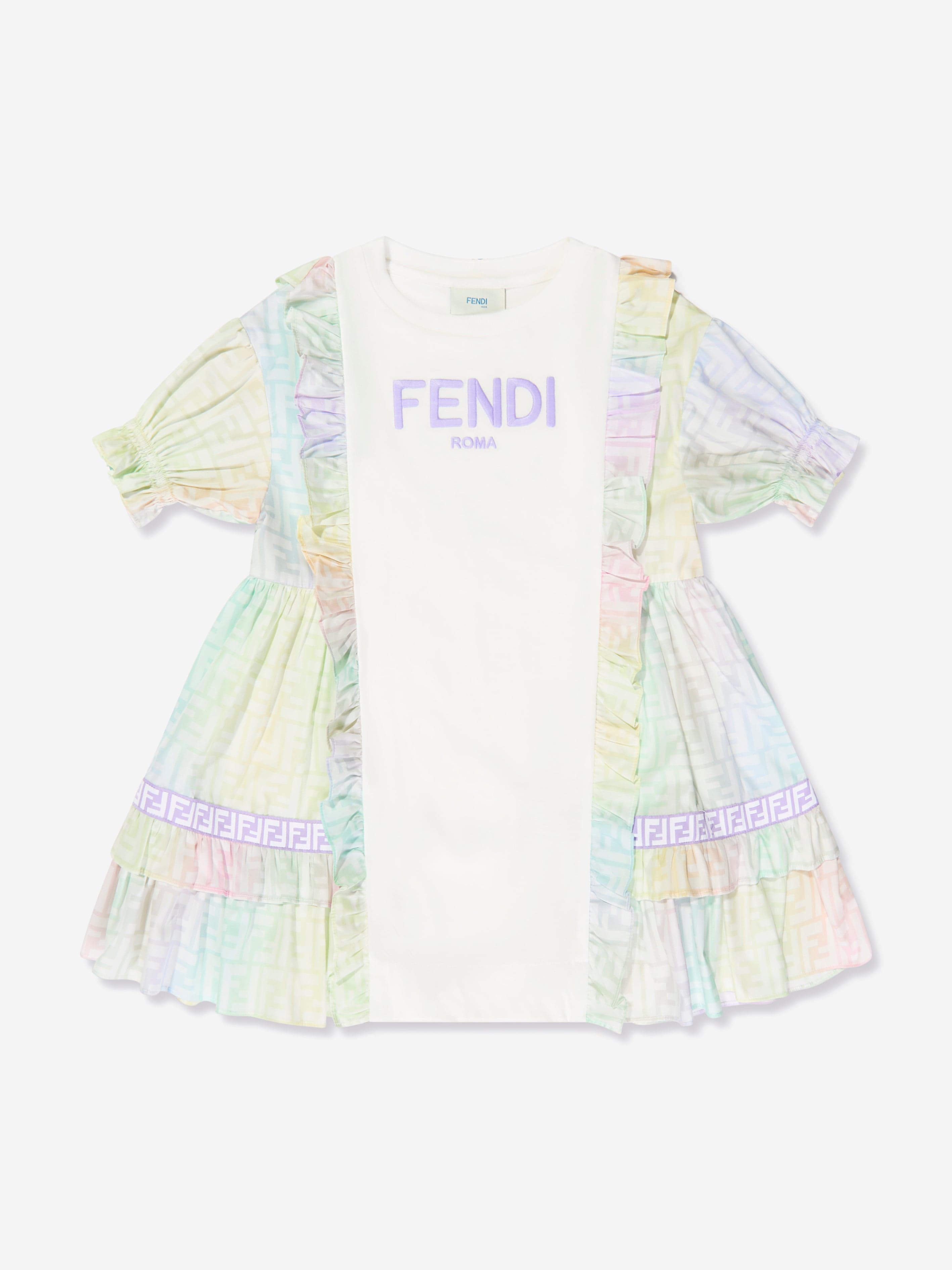 Fendi Girls FF Logo Metaverse Dress in Multicolour | Childsplay