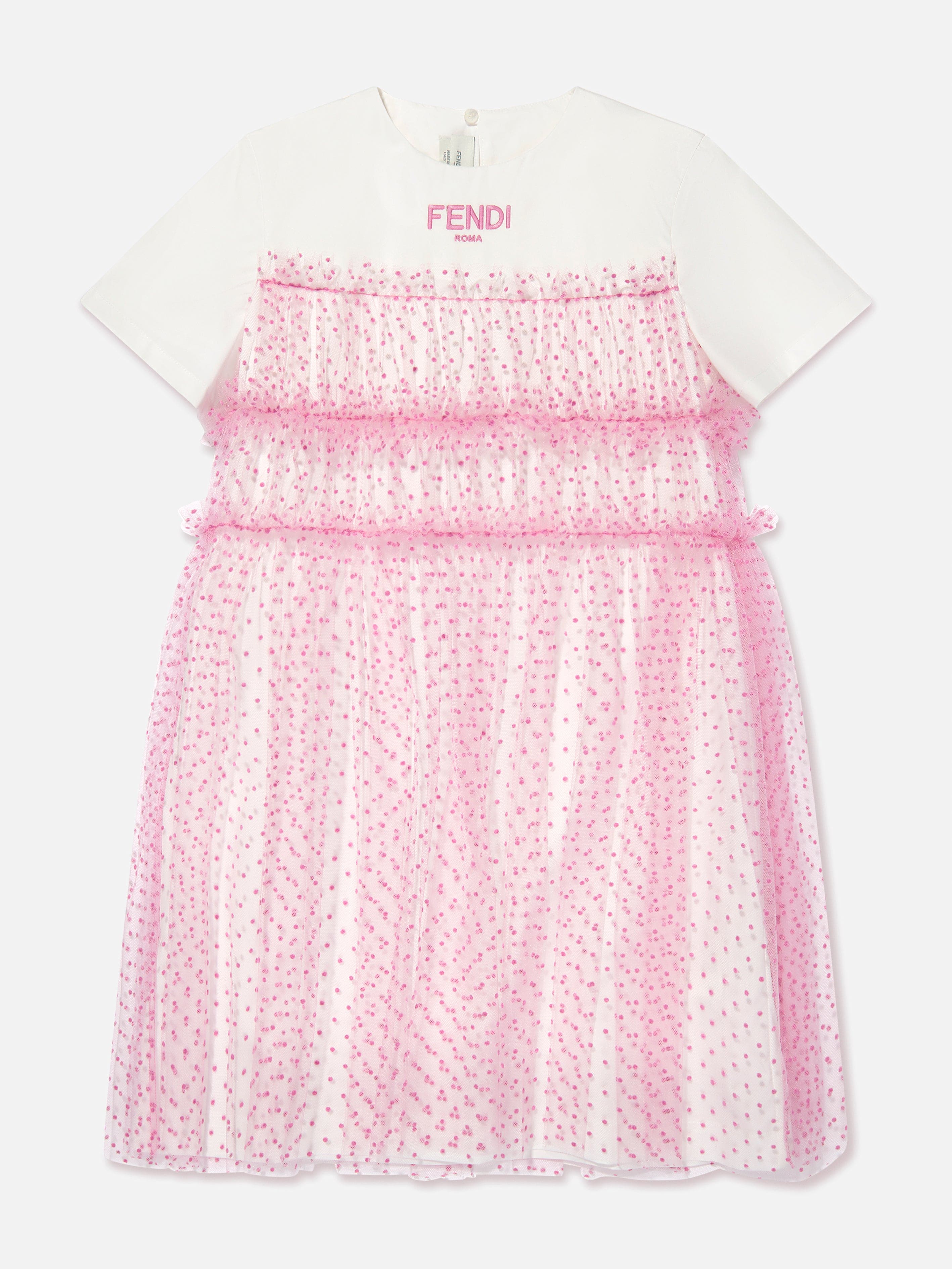 Fendi Girls Logo Tulle Dress in Pink Fendi Girls Logo Tulle Dress in Pink