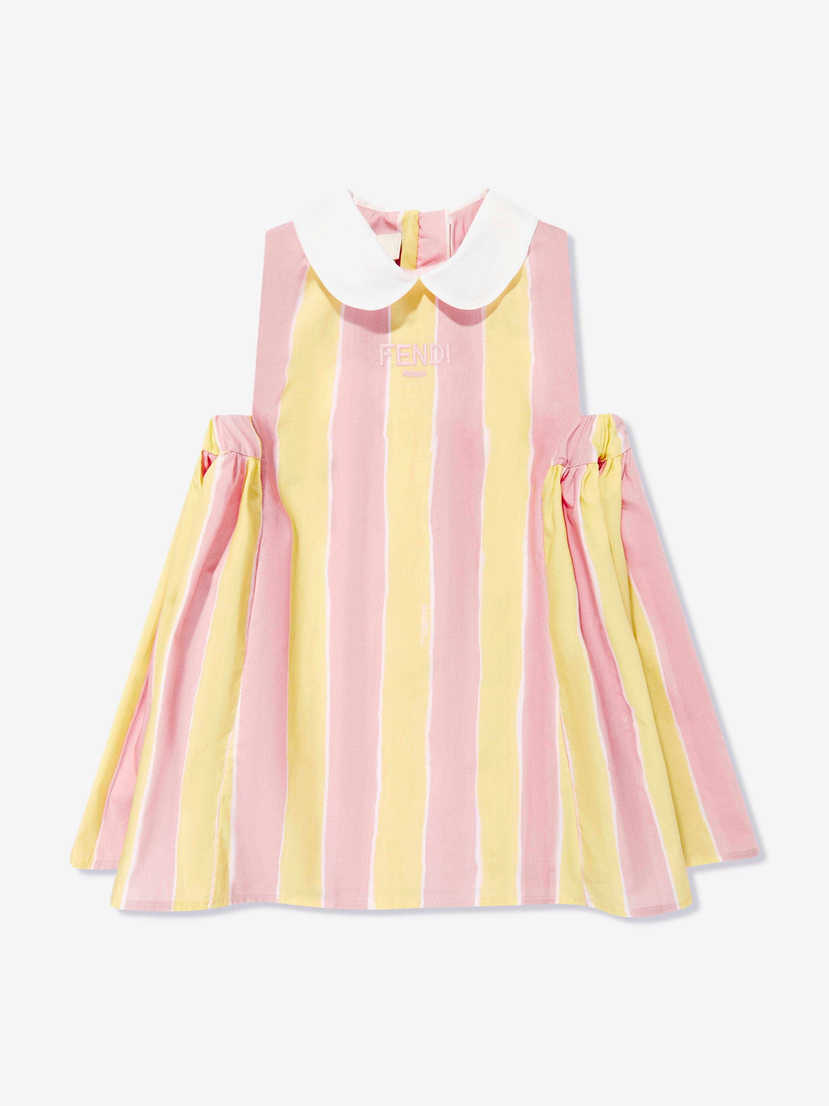 Fendi Baby Girls Pequin Print Dress in Yellow